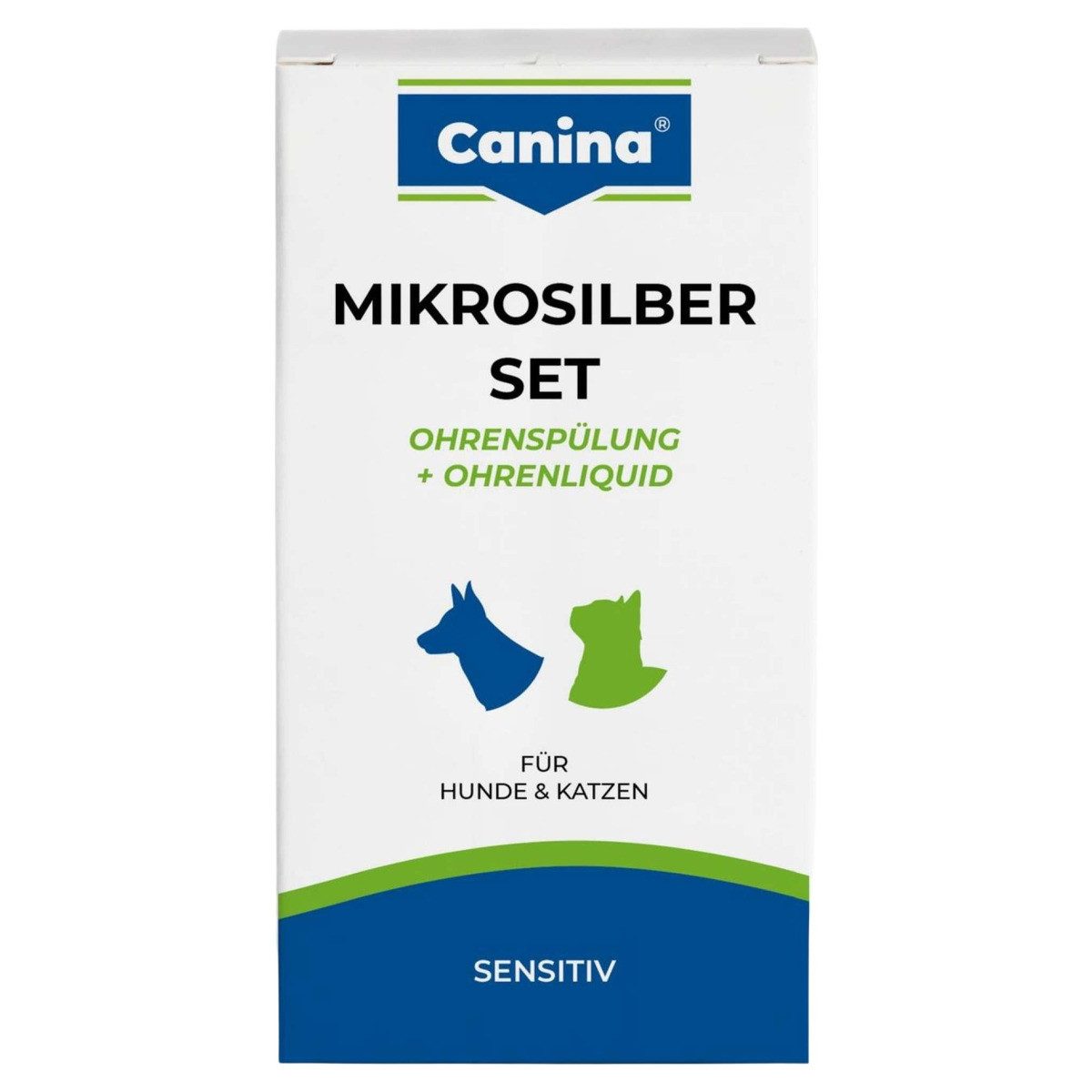 Canina Ohrenreiniger Mikrosilber Set Ohrenspülung + Liquid für Hunde 150 ml