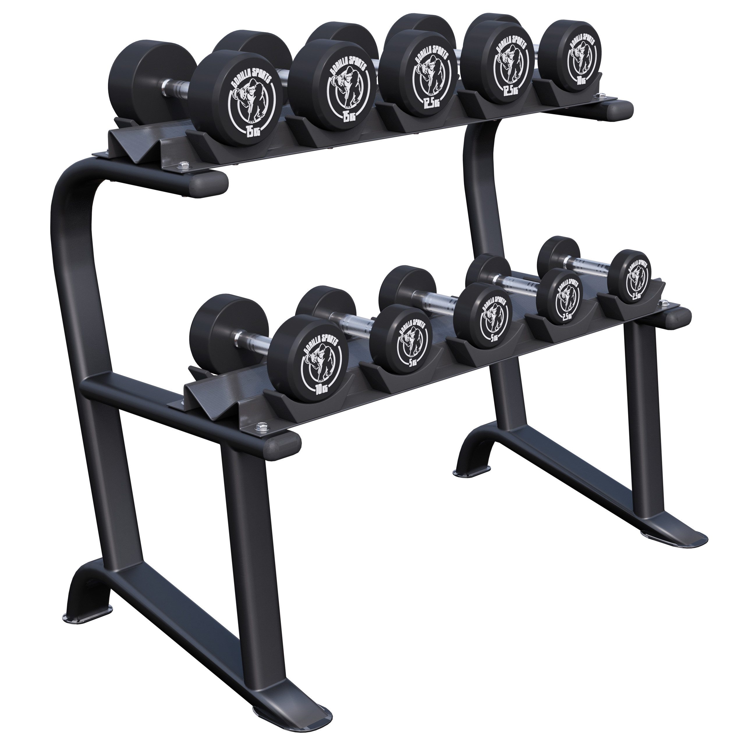 GORILLA SPORTS Kurzhantelständer Kurzhantelablage mit 2 Ablagen inkl. Kurzhantel Set 90 KG, (11-St)