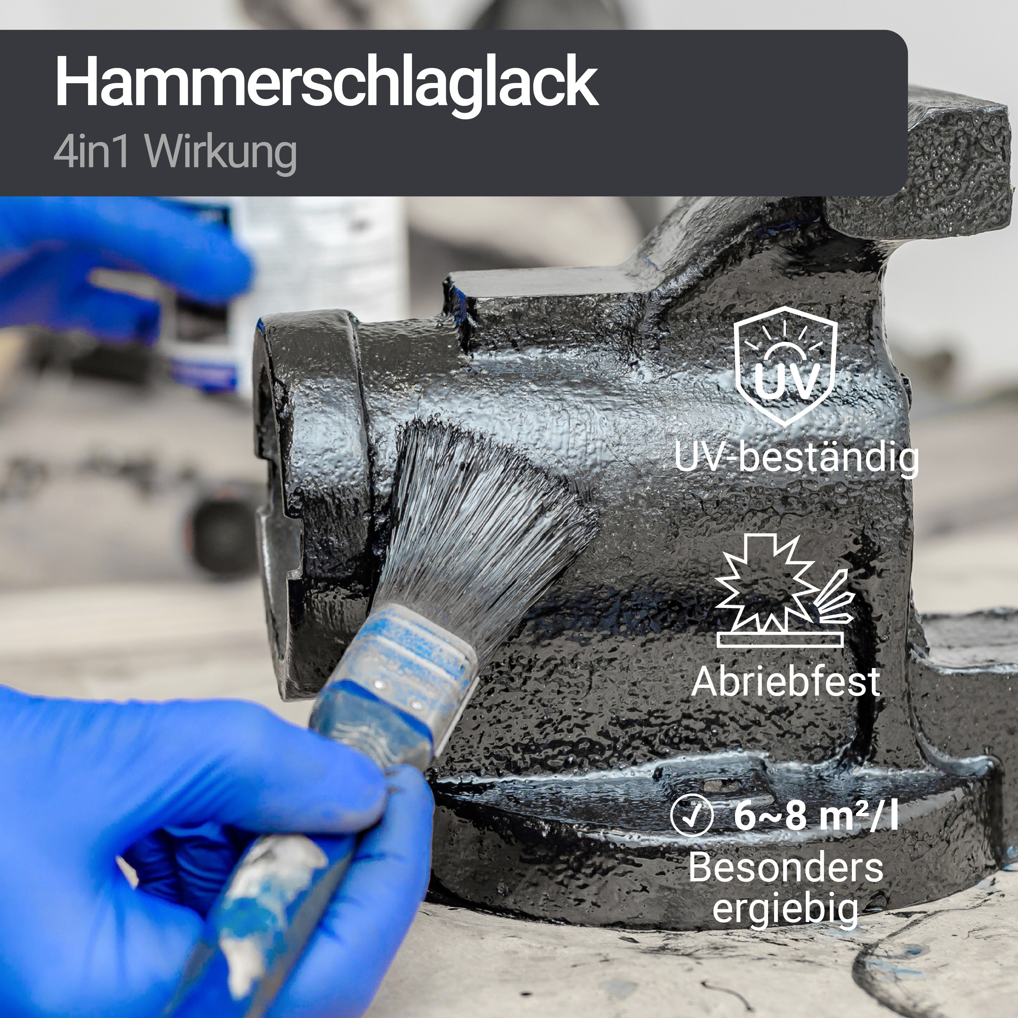 Effektlack Grün Hammerschlag Hammerschlaglack 1-5L, Khaki Glänzend WO-WE W901, Metallschutzlack
