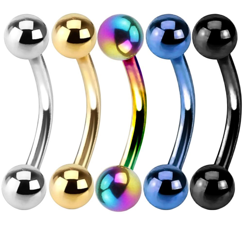 viva-adorno Augenbrauenpiercing-Set Piercing Banane mit Kugeln Chirurgensta günstig online kaufen