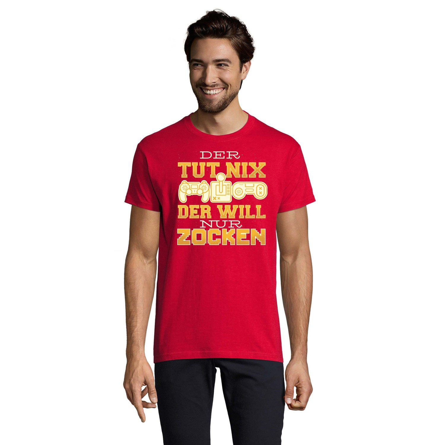 Blondie & Brownie T-Shirt TutZocken Herren Tee Gamer Shirt Gaming Spruch Controller Print Zocken (Einzelstück, Einzelartikel) TutZocken Herren Tee Gaming Kultmotiv