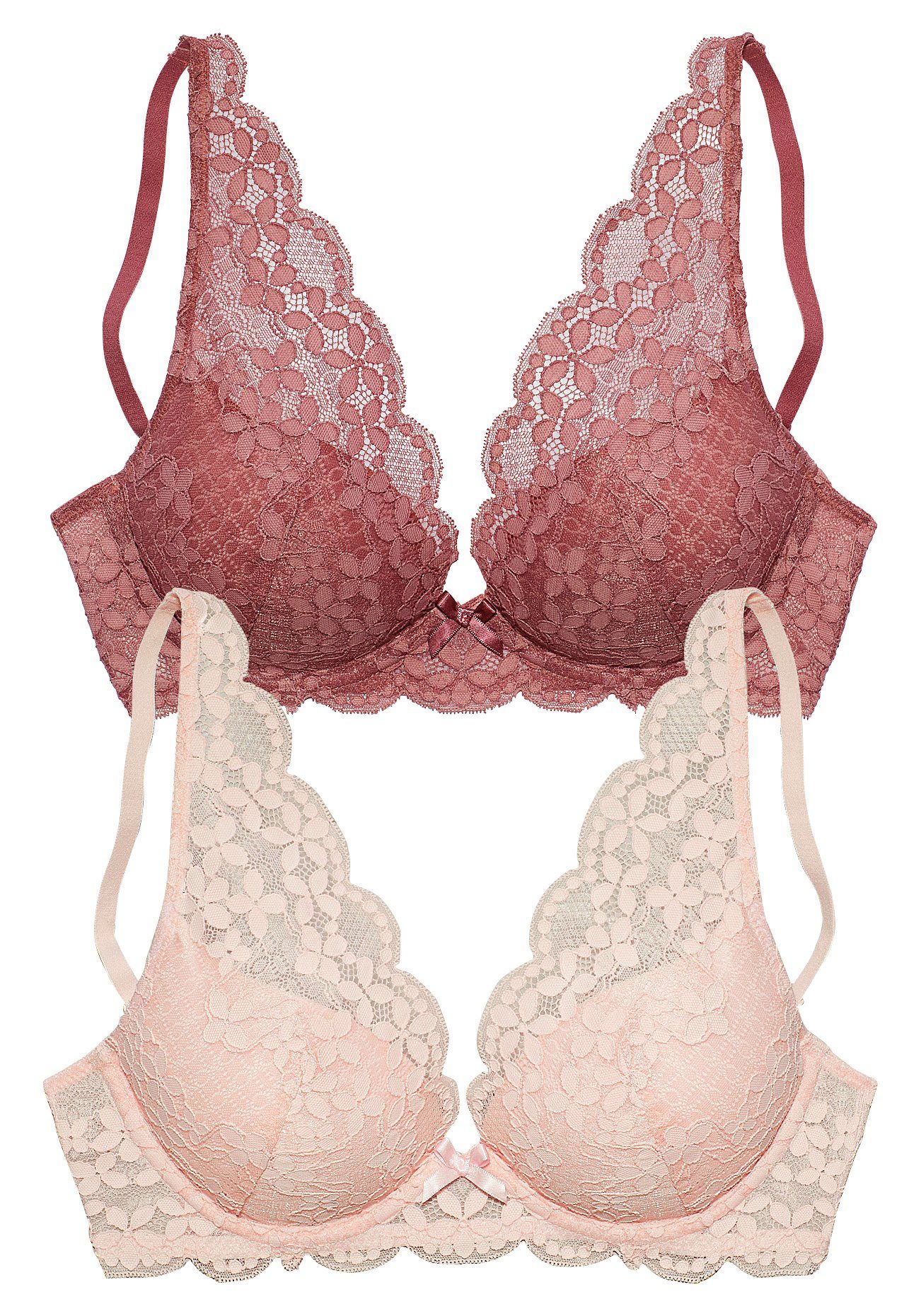 petite fleur by Lascana Push-up-BH (Packung, 2 Stück) in High Apex Schnittform, Dessous