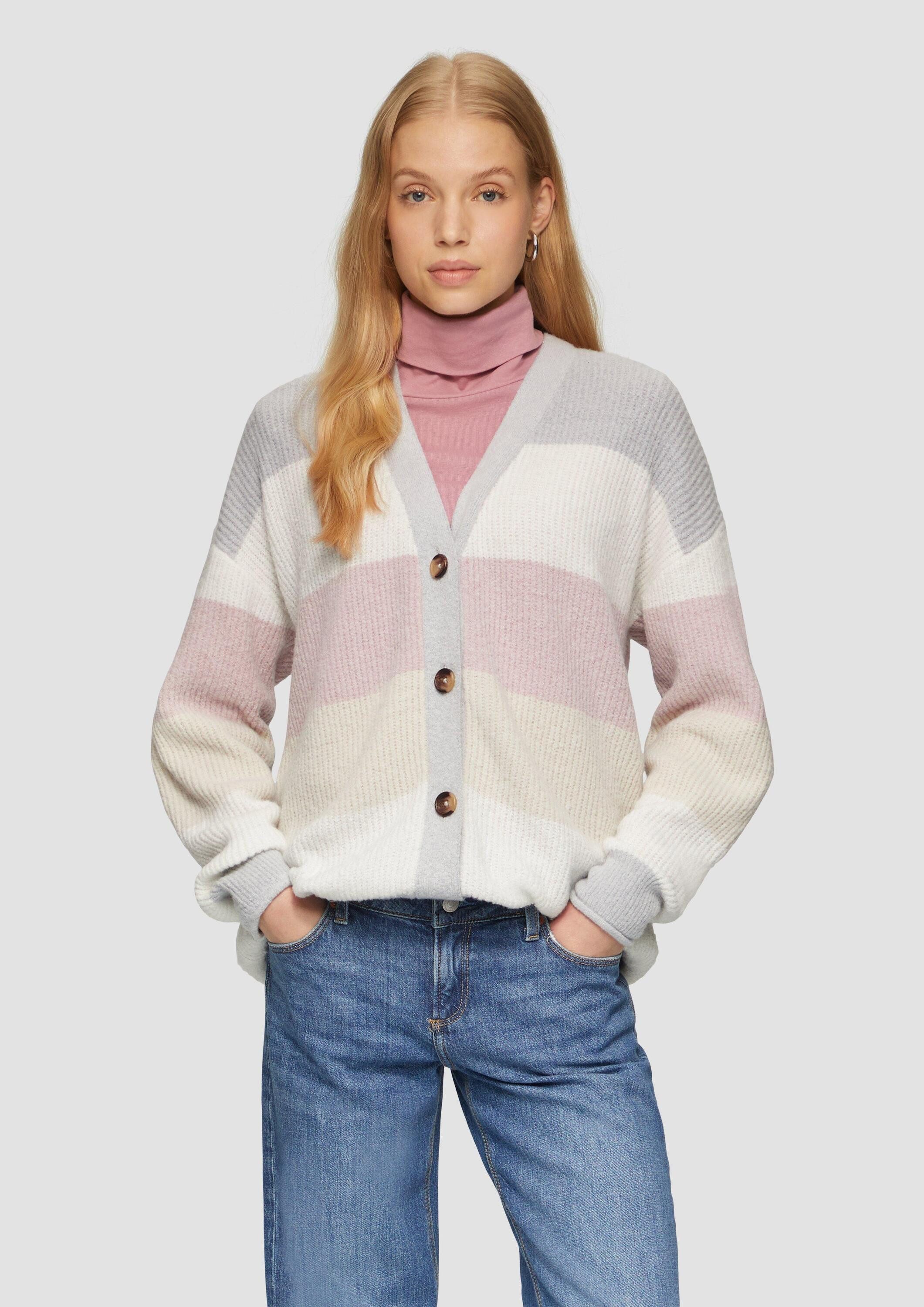 QS Cardigan Strickjacke Flauschige Oversize-Strickjacke