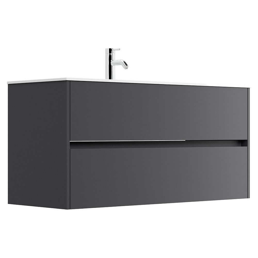 Lomadox Waschtisch LIVIGNO-02, 120cm breit, Mineralgusswaschbecken, graphit matt