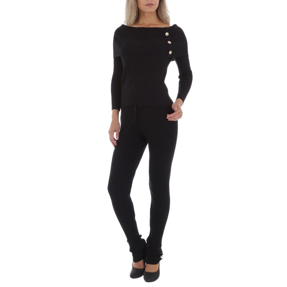 Ital-Design Jumpsuit Damen Freizeit Stretch Zweiteiler in Schwarz