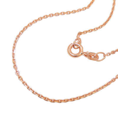 Erario D'Or Goldkette Anhängerkette Ankerkette diamantiert 9Kt Roségold45 cm