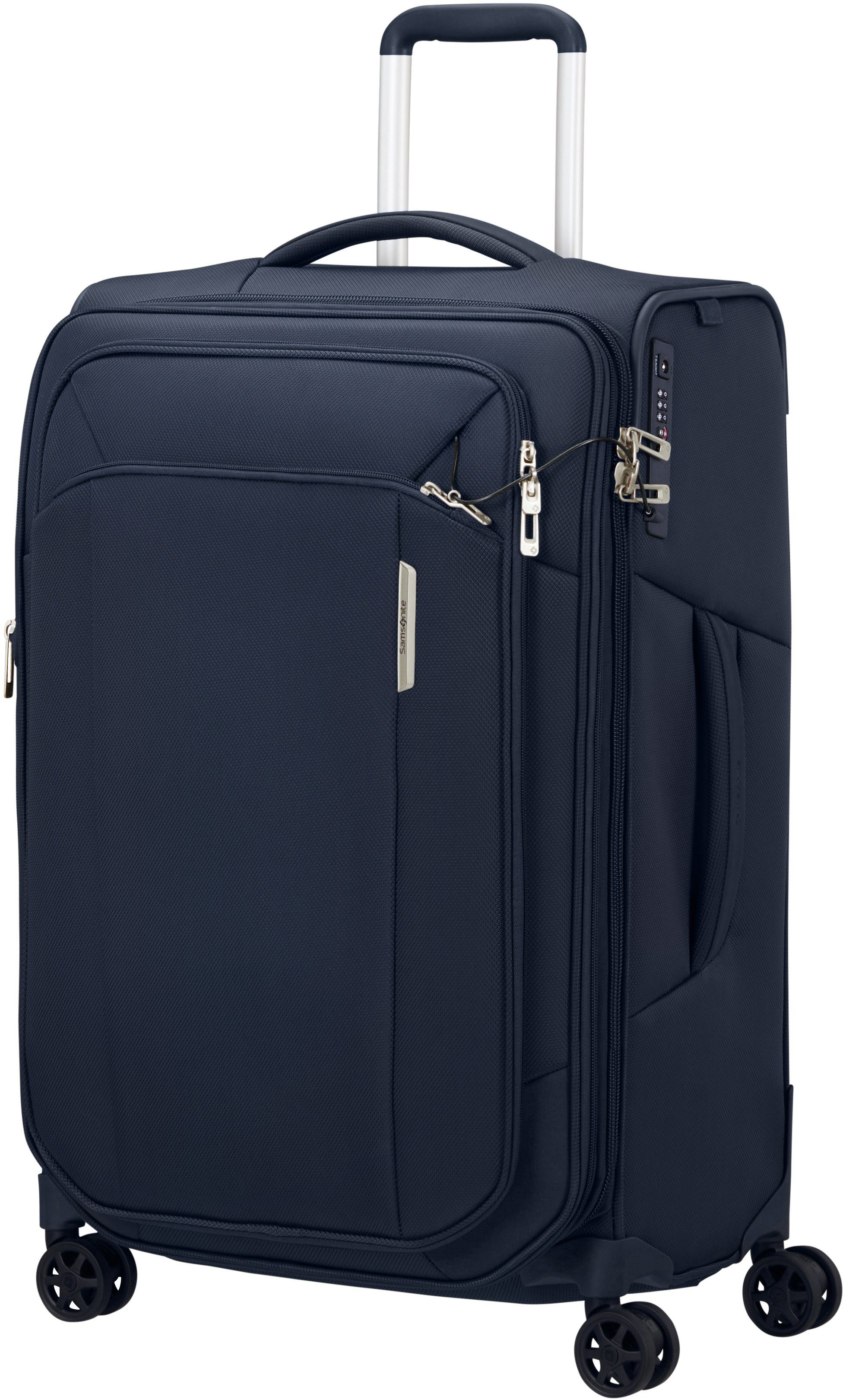 Samsonite Weichgepäck-Trolley Respark, 67 cm, Blue Volumenerweiterung mit aus Rollen, Material; Midnight 4 recyceltem