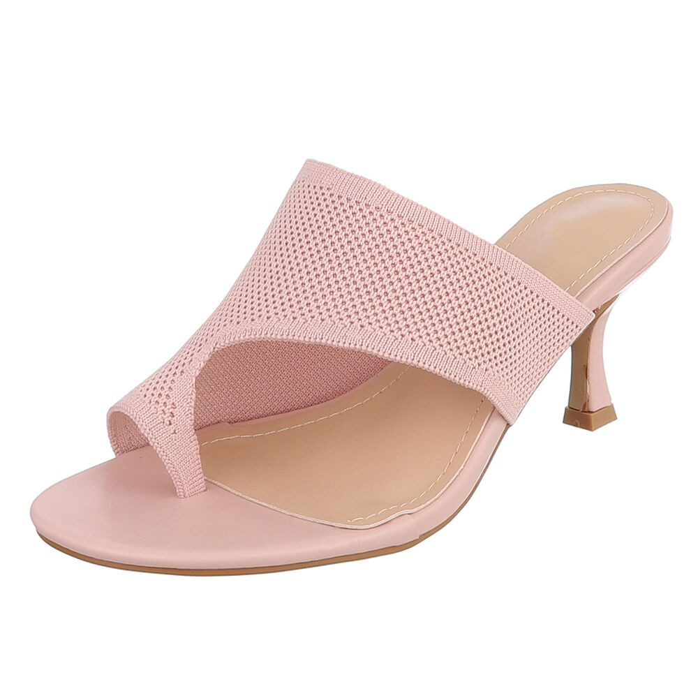 Ital-Design Damen Mule mit Absatz und offenem Design Zehentrenner (91895907) Pfennig-/Stilettoabsatz Sandalen & Sandaletten in Altrosa