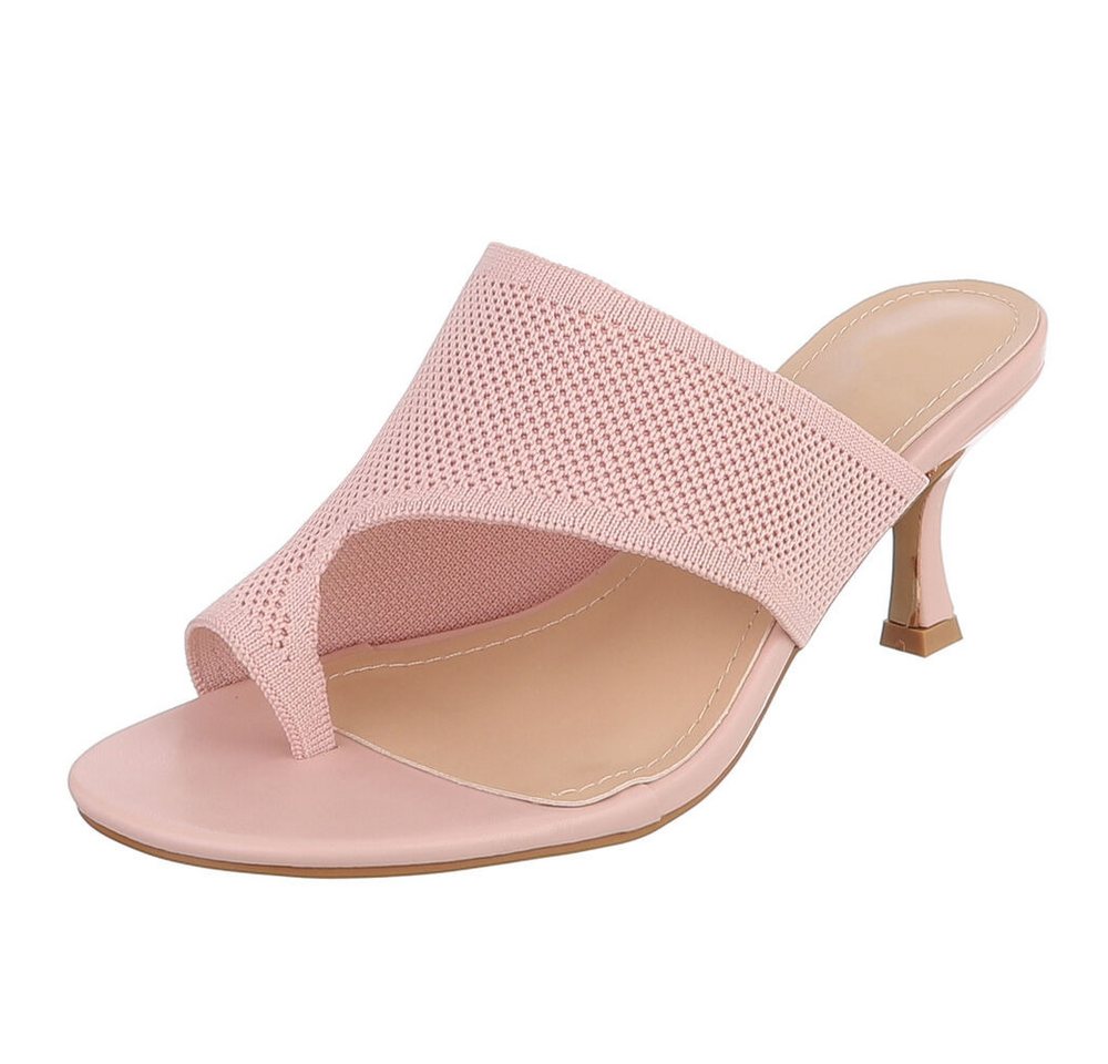 Ital-Design Damen Mule mit Absatz und offenem Design Zehentrenner (91895908) Pfennig-/Stilettoabsatz Sandalen & Sandaletten in Altrosa
