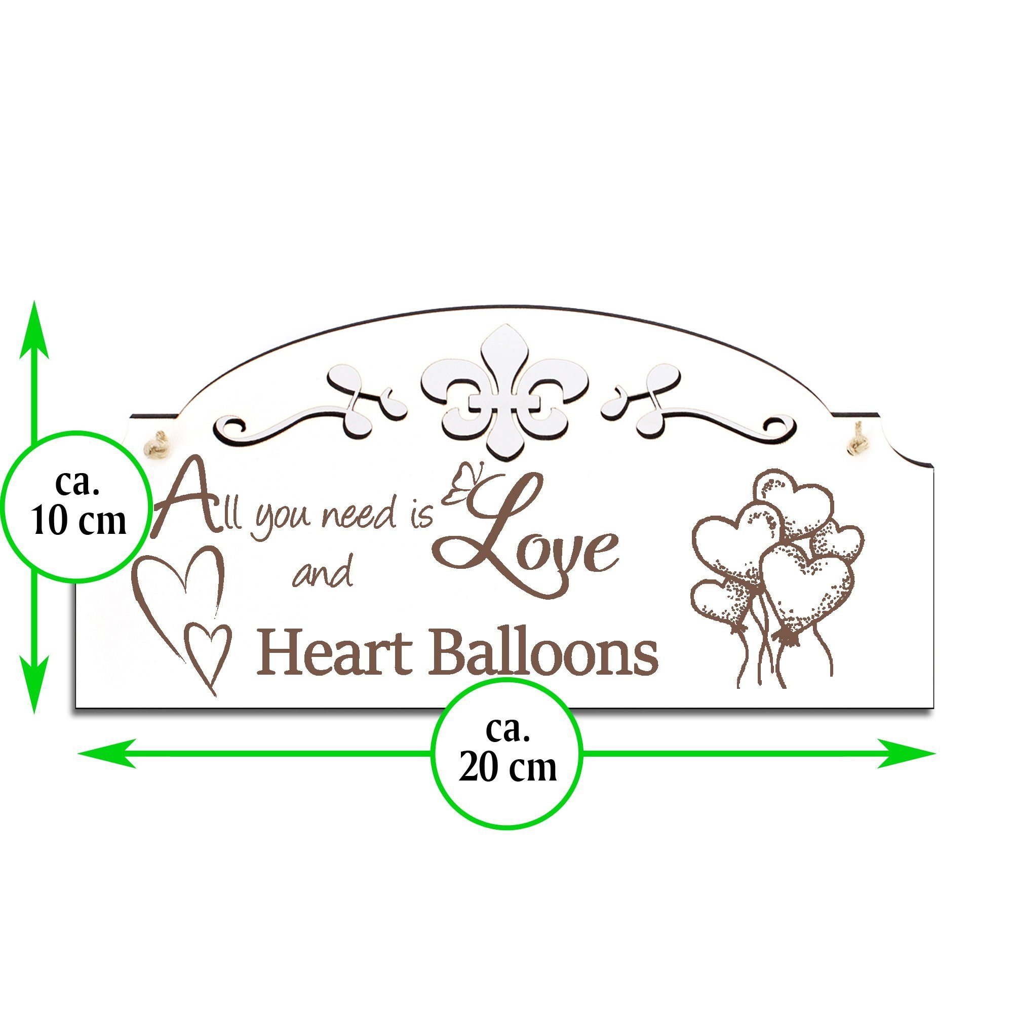 Hängedekoration Herzluftballons is you All Love 20x10cm need Dekolando Deko