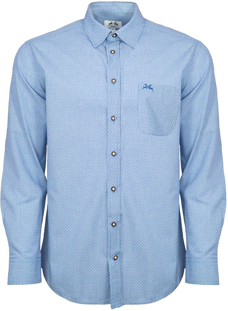 Maddox Trachtenhemd Maddox Herren Slim Fit Trachtenhemd - Blau 'Milo'