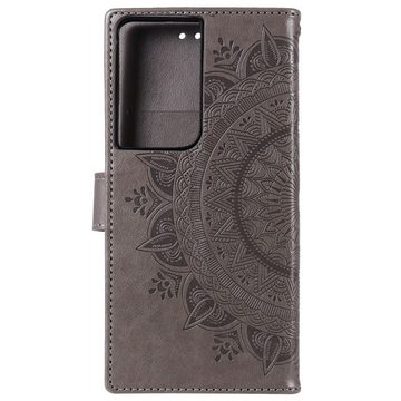 CoverKingz Handyhülle Hülle für Samsung Galaxy S21 Ultra Handyhülle Flip Case Cover 17,30 cm (6,8 Zoll), Klapphülle Schutzhülle mit Kartenfach Schutztasche Motiv Mandala