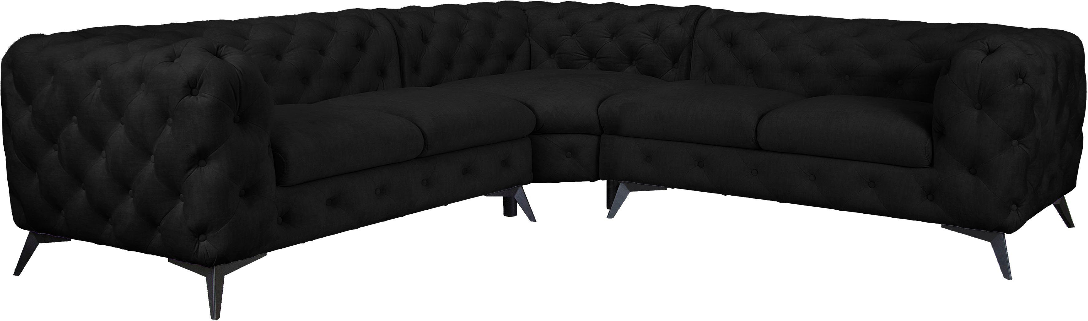 Home affaire Chesterfield-Sofa Ecksofa GLYNIS L-Form mit Wellenunterfederung, Maße B/T/H 264/264/75cm, aufwändige Knopfheftung, moderne Chesterfield Optik, Fußfarbe wählbar