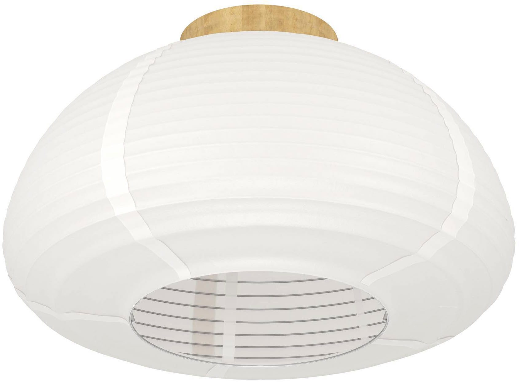 EGLO Deckenleuchte Summerhill Deckenlampe 1-fach, Japan-Stil, Holz und Papier, Weiß, E27, ohne Leuchtmittel, Wand-/Deckenleuchte - H24,5 x Ø40 cm - braun - 1X40W exkl.