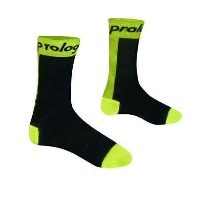 prolog cycling wear Thermostrümpfe Winter Fahrrad Sportsocken Merino, hoher Schaft, Neongelb Schwarz (1-Paar)