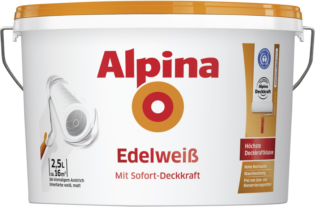 Alpina Wandfarbe Alpina Edelweiß Wandfarbe weiß matt 2,5 L