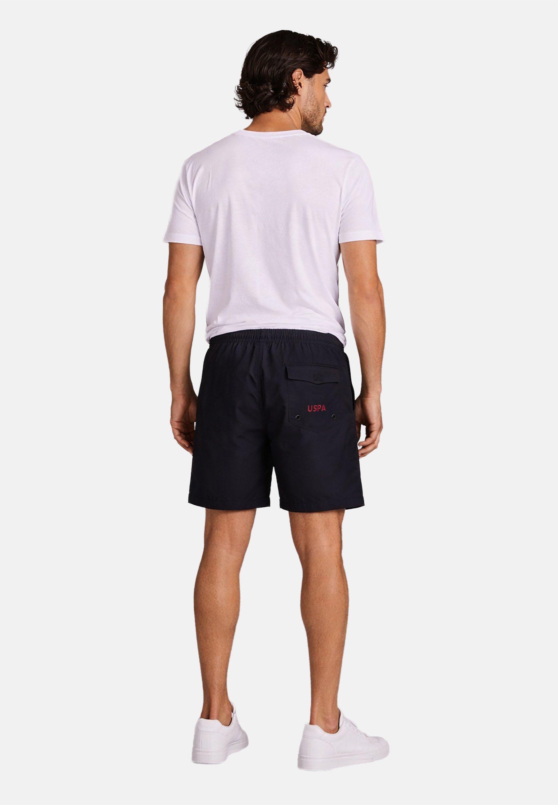 U.S. Polo Assn. Badeshorts USChrys - Schwimmshorts mit Netzfutter und Kordelzug Leichte Badehose mit elastischem Bund und Allover-Logo – Bild 4 von 5