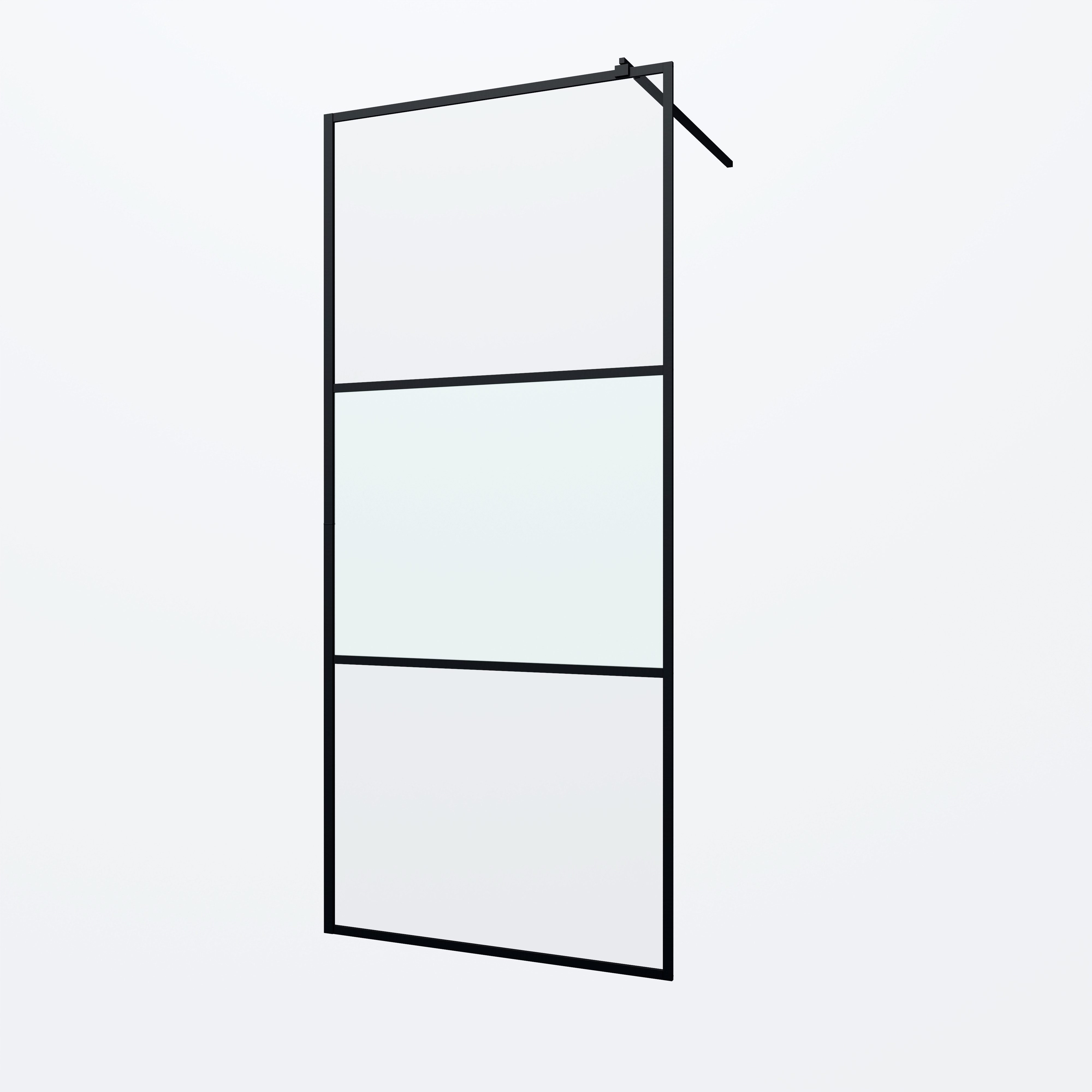 welltime Walk-in-Dusche Walk-In Foggy Black, Sicherheitsglas, Milchglaseinsatz für perfekten Sichtschutz