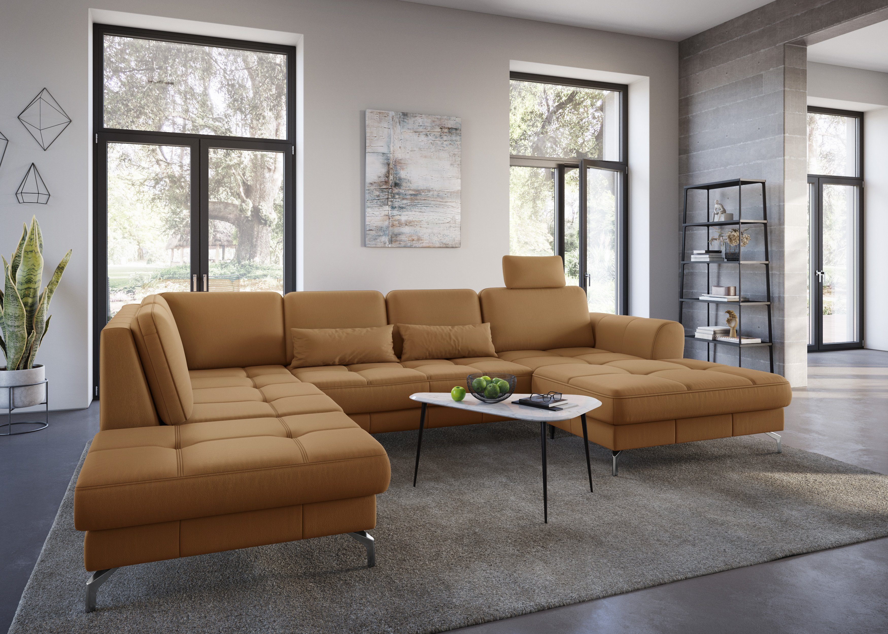 sit&more Wohnlandschaft Bendigo U-Form, inklusive Sitztiefenverstellung, Bodenfreiheit 12 cm, in 2 Fußfarben