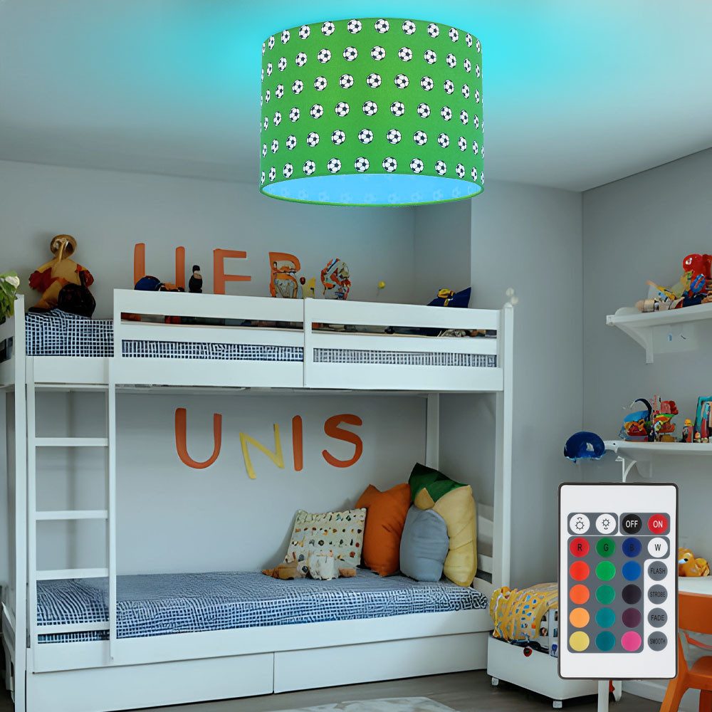 GLOBO LIGHTING Dekolicht, Leuchtmittel inklusive, Warmweiß, Farbwechsel, Decken Lampe Kinder Zimmer Fußball Motiv Leuchte FERNBEDIENUNG im Set