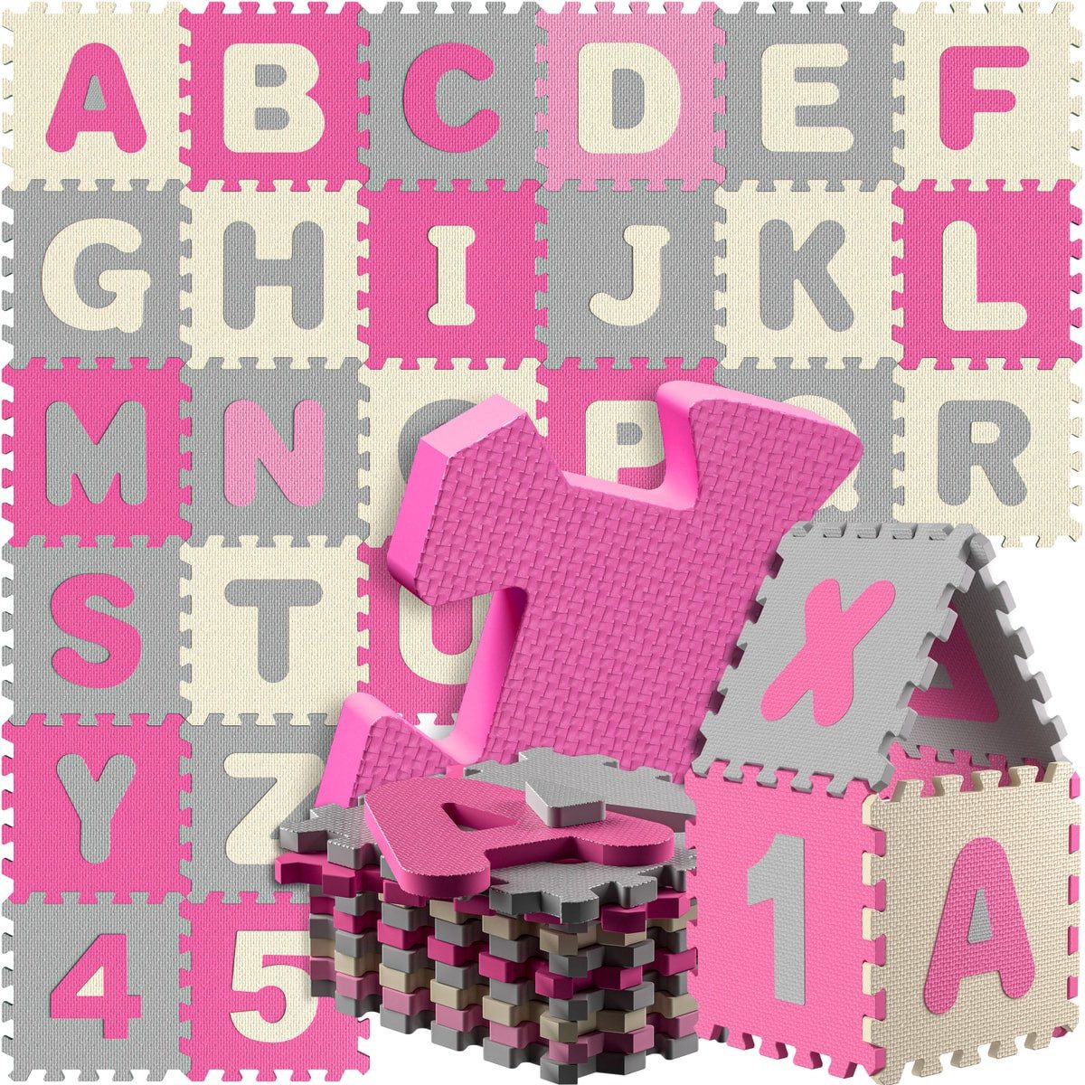 Spielwerk Puzzlematte, Puzzlematte Baby Spielmatte Krabbelmatte Zahlen Buchstaben 3,3m²