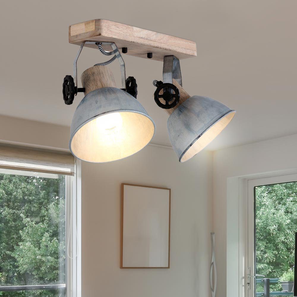 Leuchte Zimmer Deckenspot, Lampe Holz LED verstellbar etc-shop RETRO Leuchtmittel inklusive, Warmweiß, im Spot Decken Wohn Balken