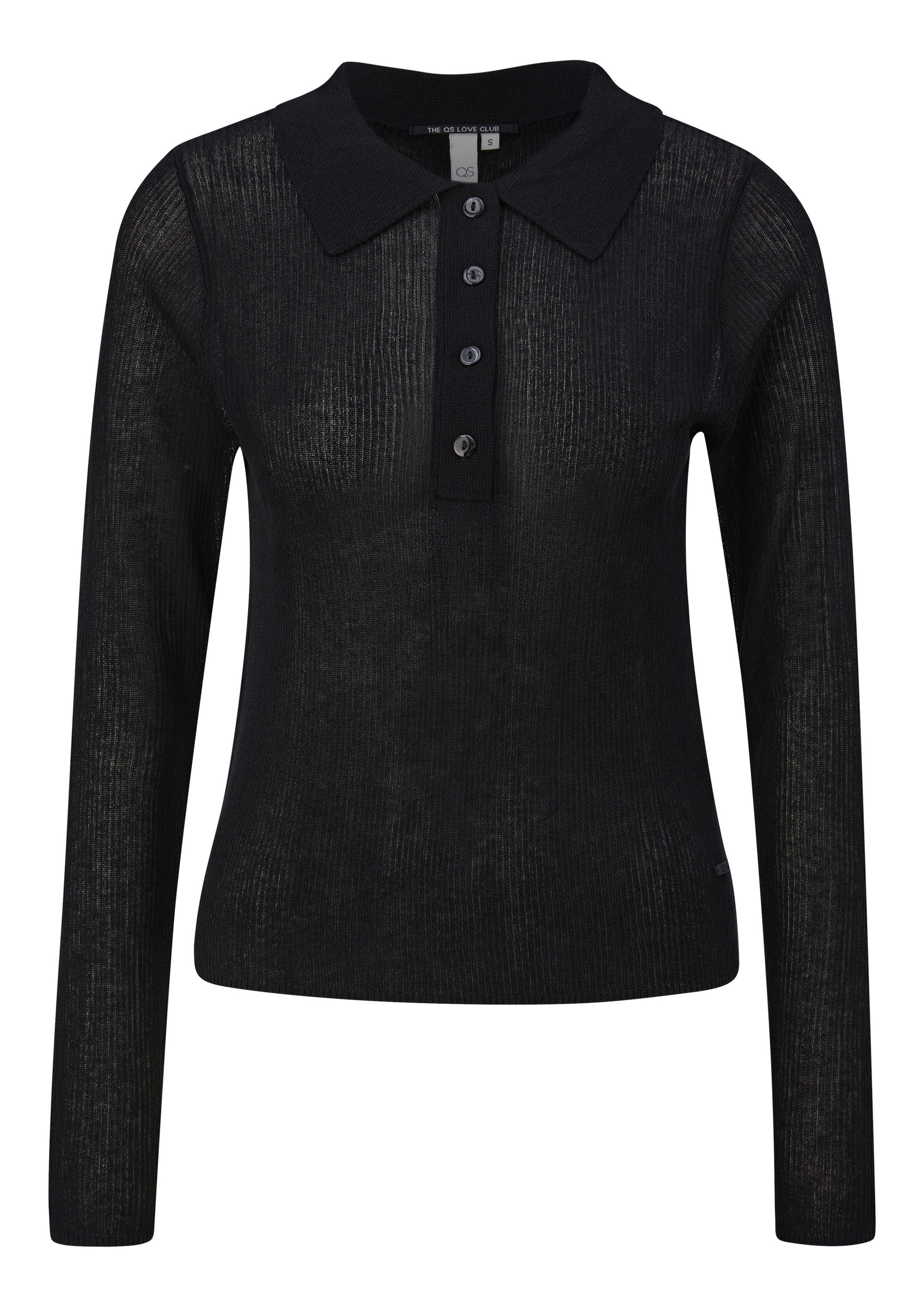 QS Longpullover Strickpullover Leicht transparenter Pullover mit Knopfleist günstig online kaufen
