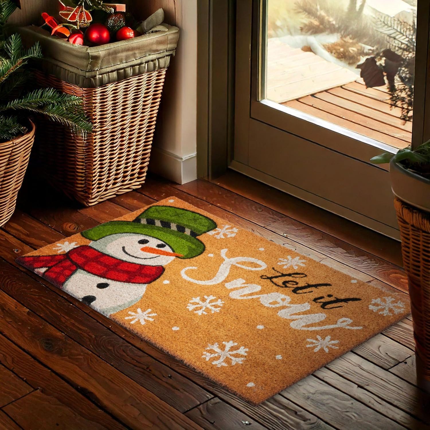 BRUBAKER Fußmatte 45 x 75 cm - Let It Snow - Schneemann - Schmutzfangmatte, günstig online kaufen