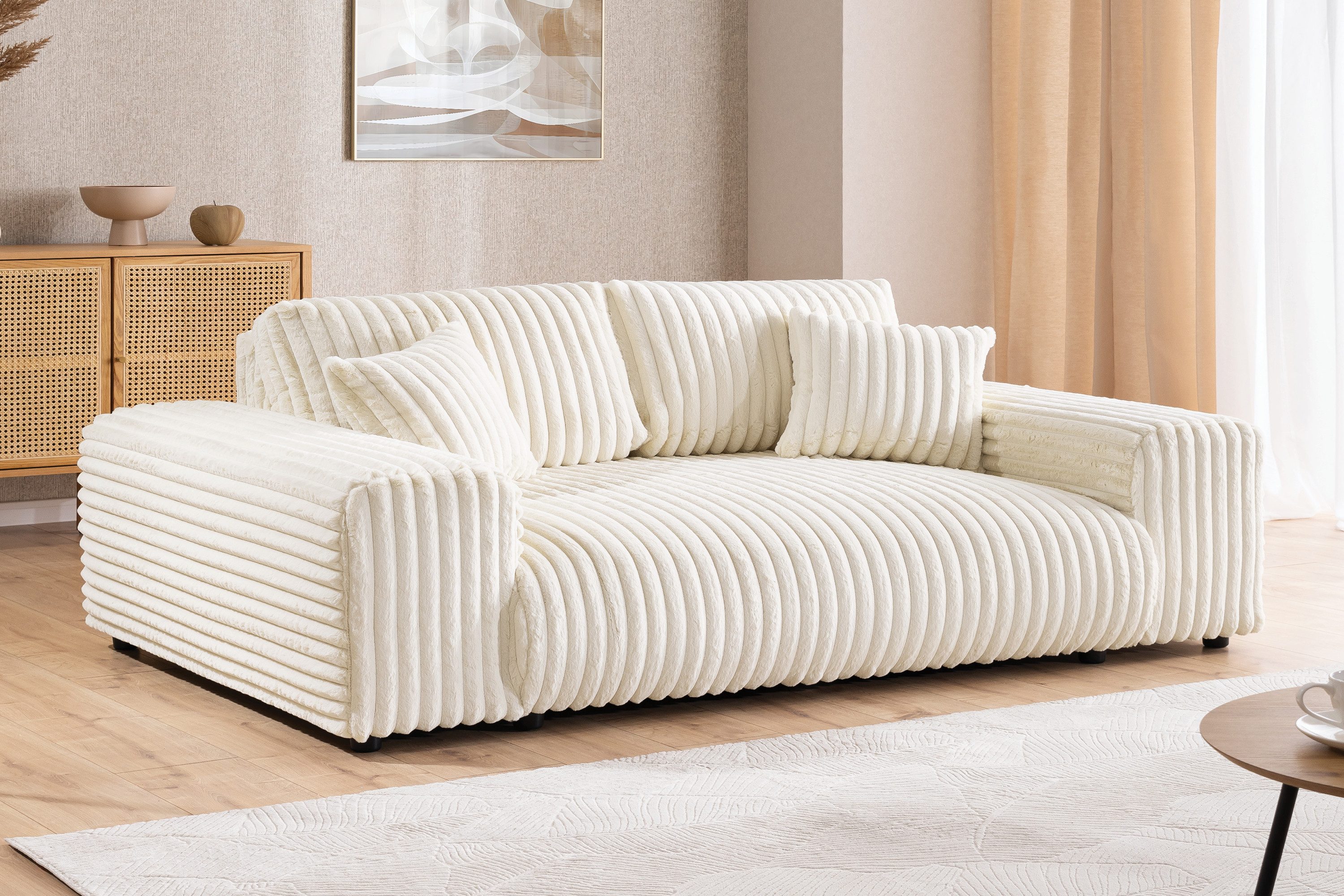 S-Style Möbel 3-Sitzer Sofa Mollis aus Plüschcord mit schöner Sitzkomfort, günstig online kaufen