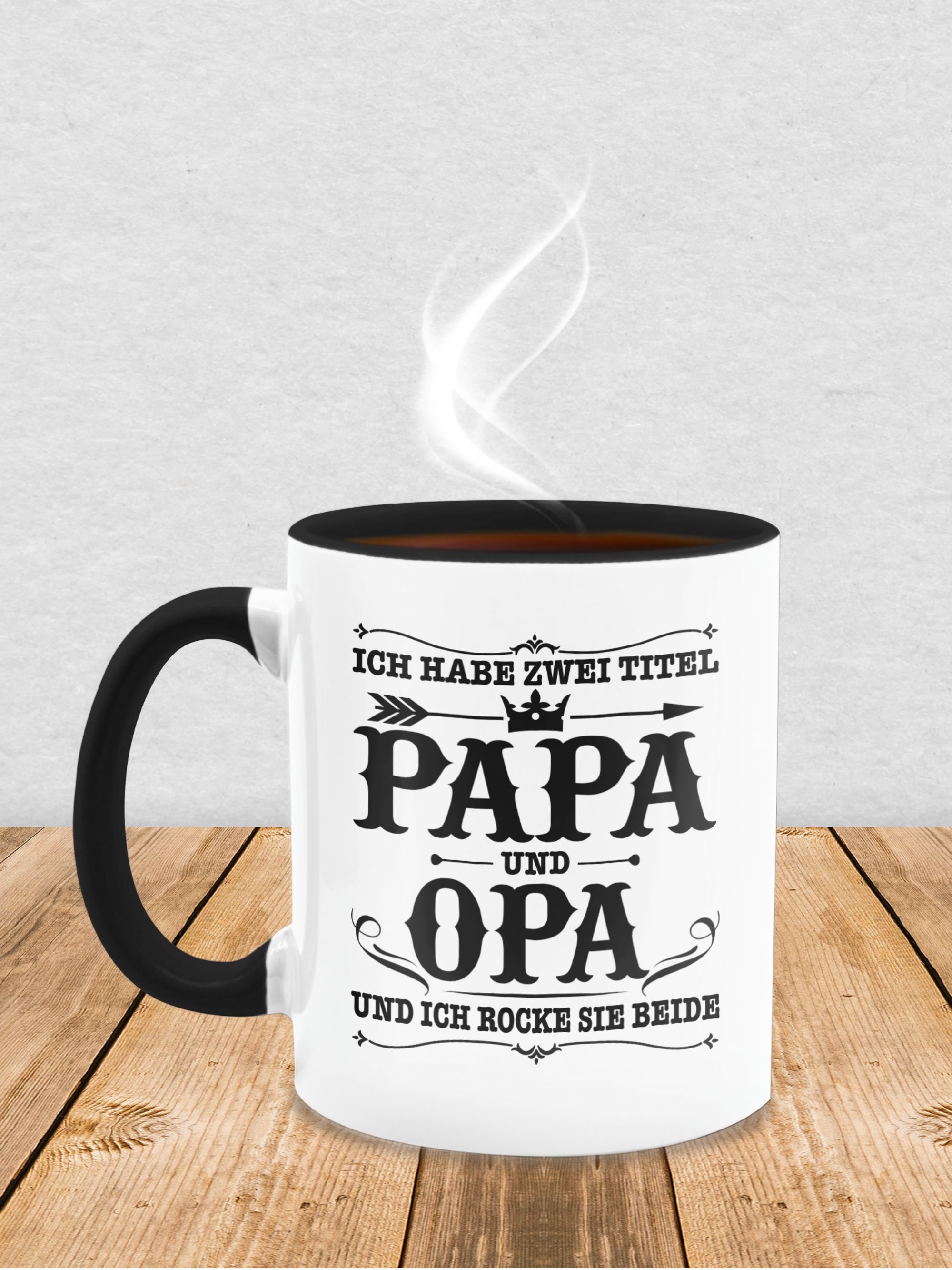Schwarz Kaffeetasse Titel Opa, und Papa Vatertag Geschenk 1 Tasse Ich Keramik, habe Shirtracer zwei