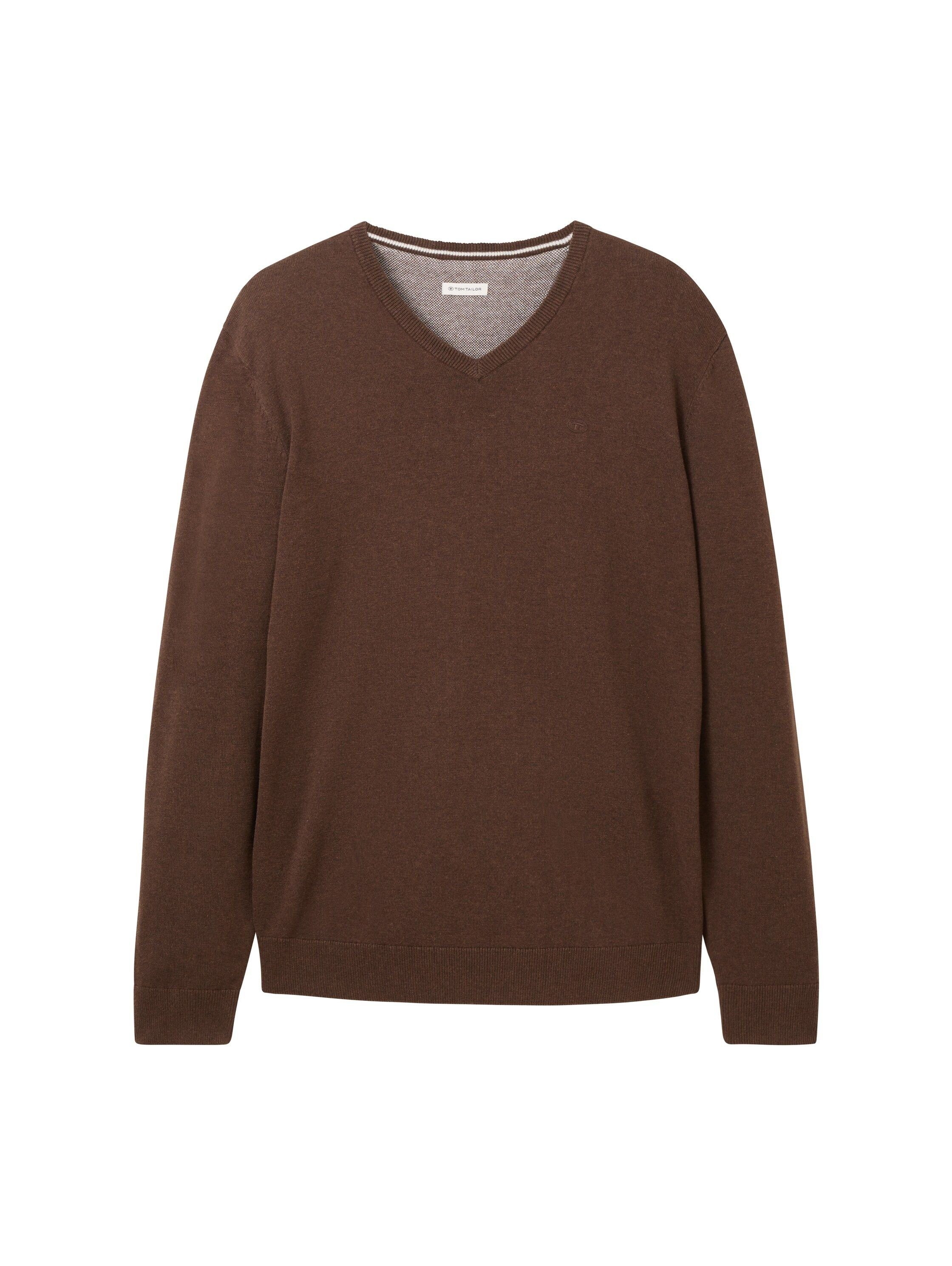 TOM TAILOR Strickpullover dark brown melange