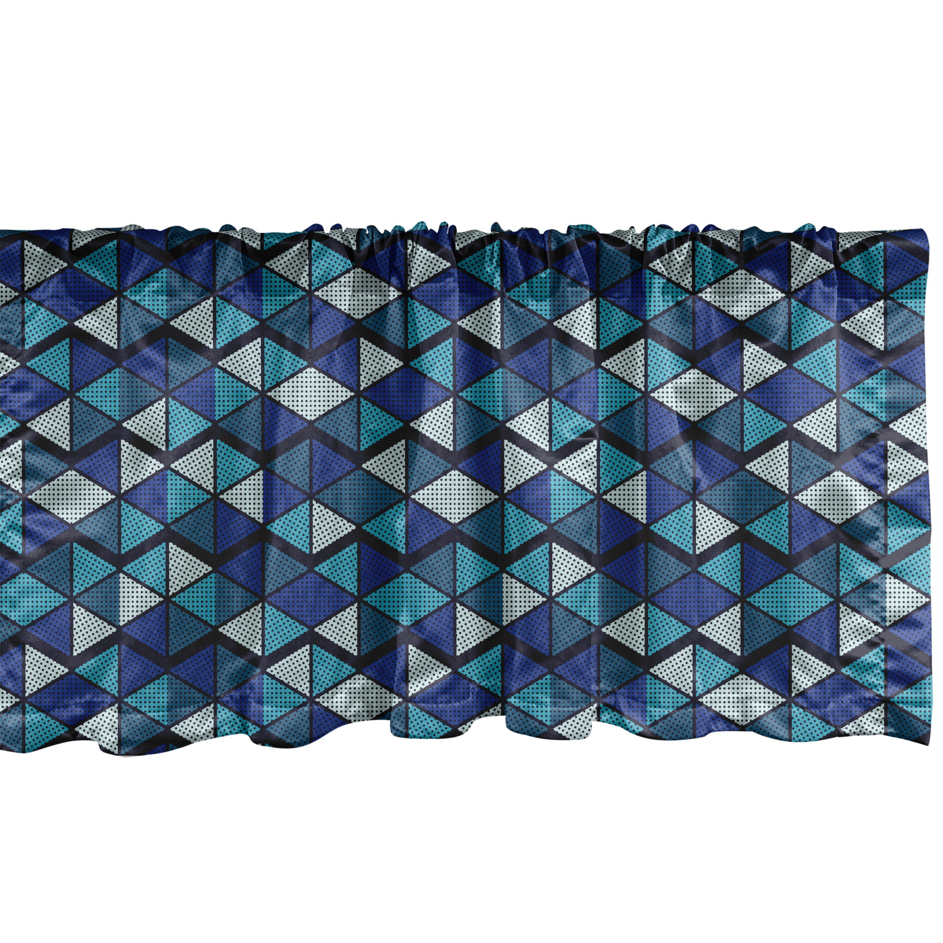 Scheibengardine Vorhang Volant für Küche Schlafzimmer Dekor mit Stangentasche, Abakuhaus, Microfaser, Abstrakt Dunkler Geometric Triangles