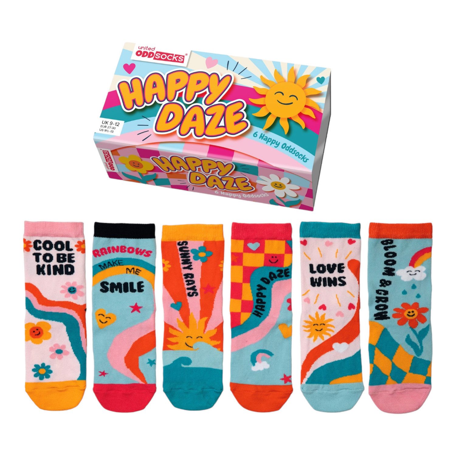 United Oddsocks Freizeitsocken Happy Daze Oddsocks Socken bunte Sommer Strümpfe in 27-30 im 6er Set