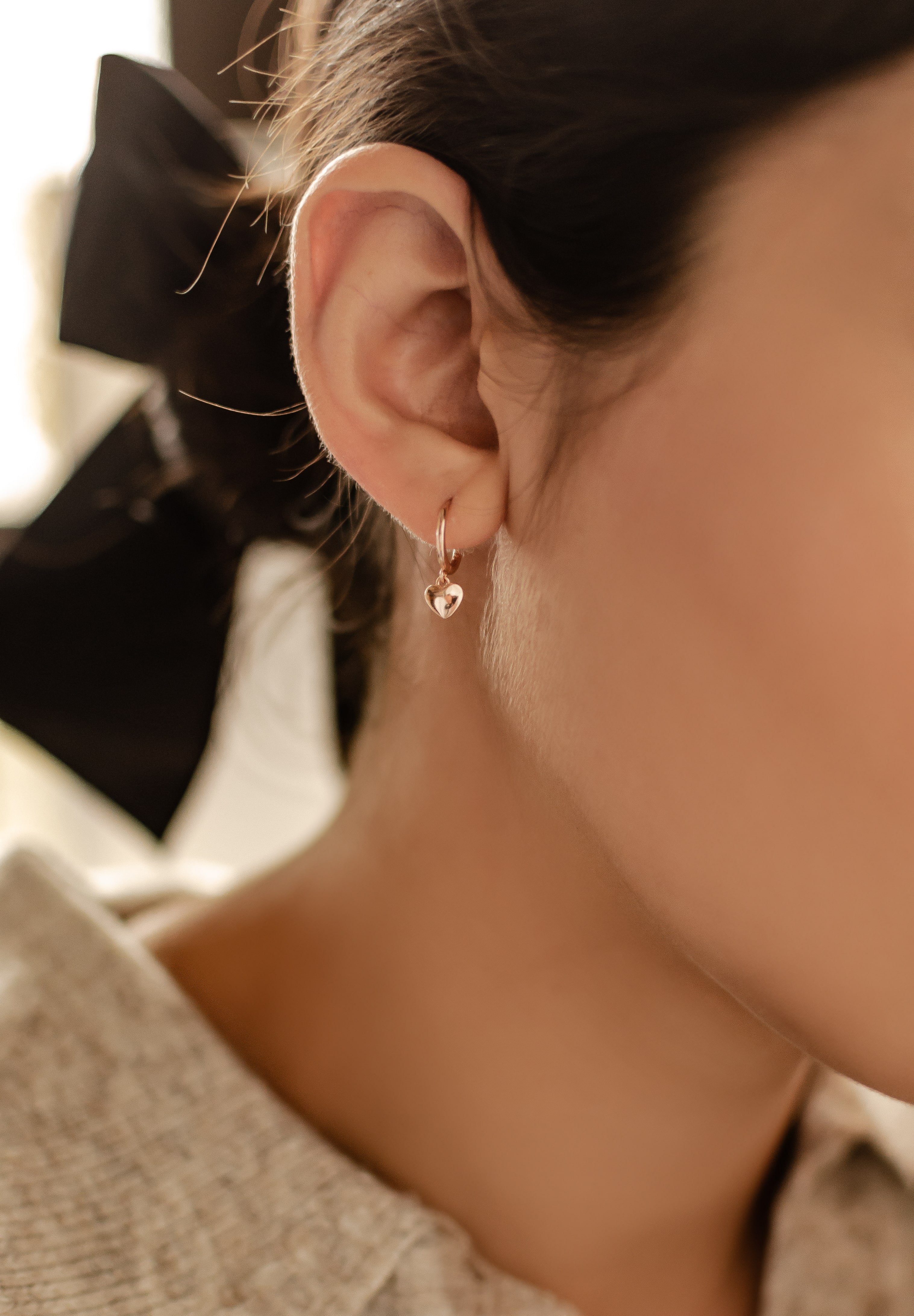 Hey Happiness Paar Creolen Herzchen, Silber 925 Ohrringe für Damen, Kleine günstig online kaufen