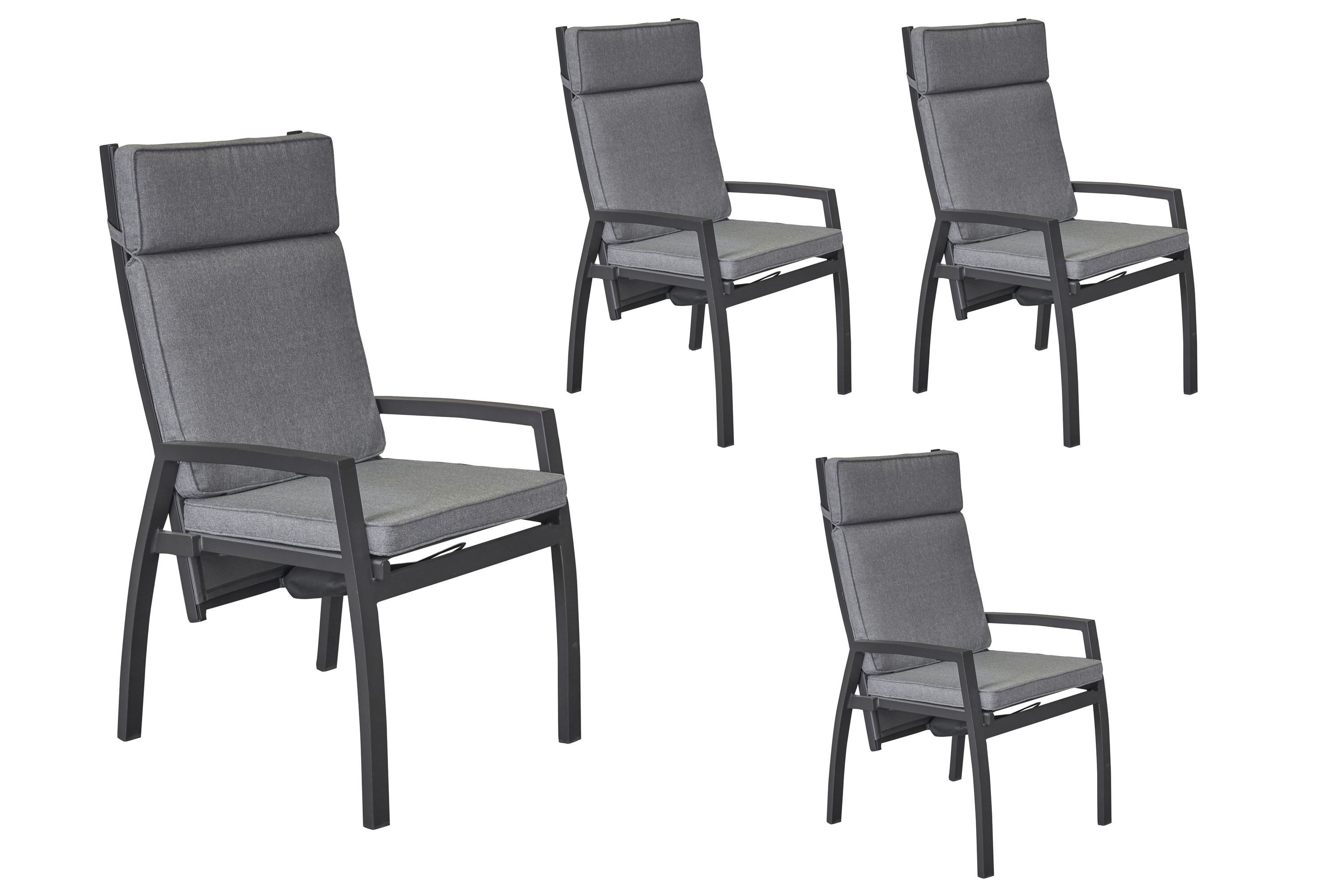 LC Garden Gartenstuhl LC Garden »Sondrino« Gartenstuhl anthrazit Textilen Positionsstuhl (4 St)