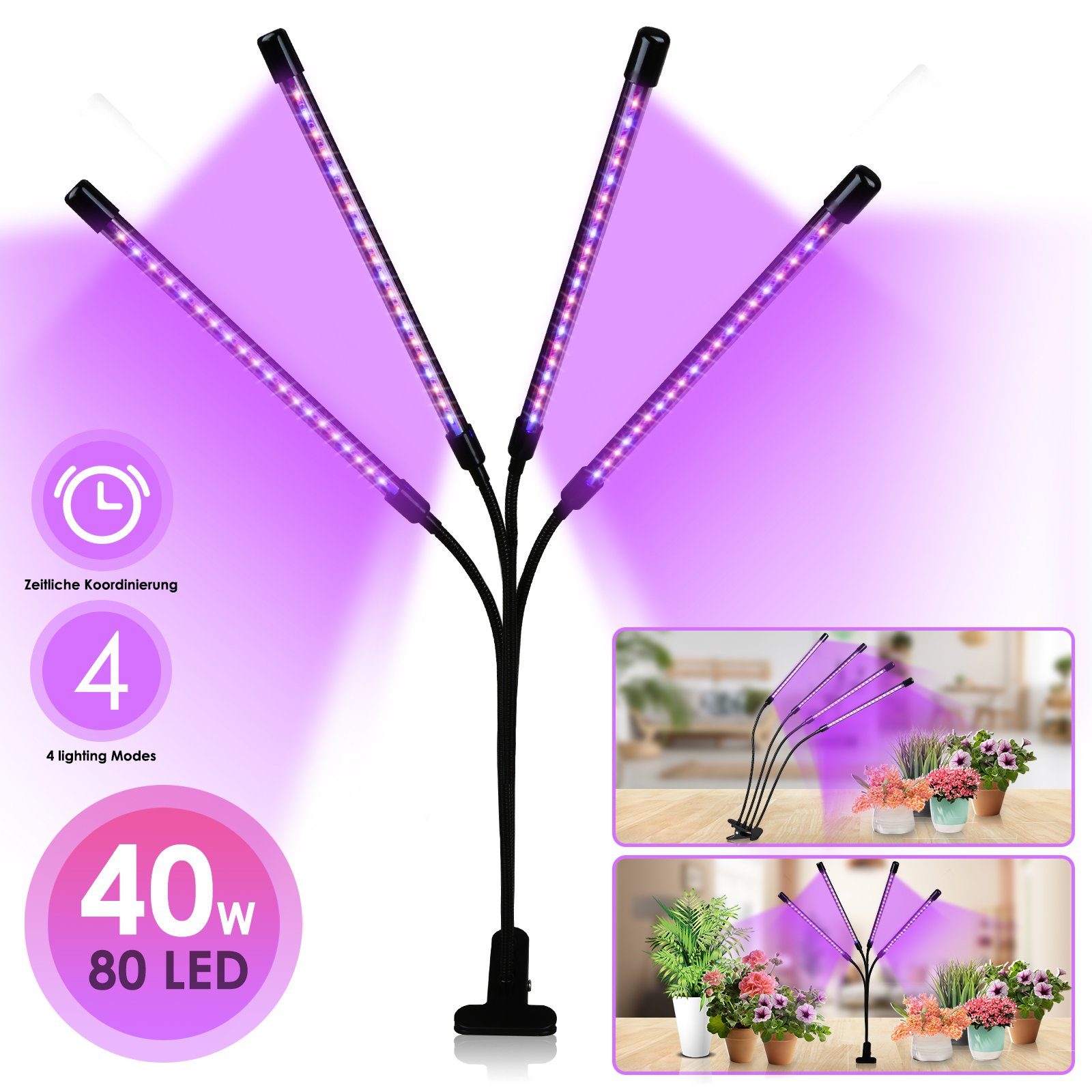 LEDs Pflanzenlicht Light Grow LED Vollspektrum Lospitch Köpfe Lampe Gewächshaus Gartenarbeit Grow Pflanzenlampe LED, 80 Zimmerpflanzen 4