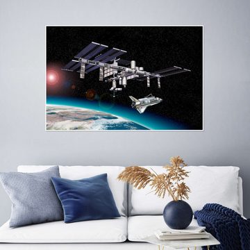 Posterlounge Poster Leonello Calvetti, Raumstation in der Umlaufbahn der Erde, Illustration