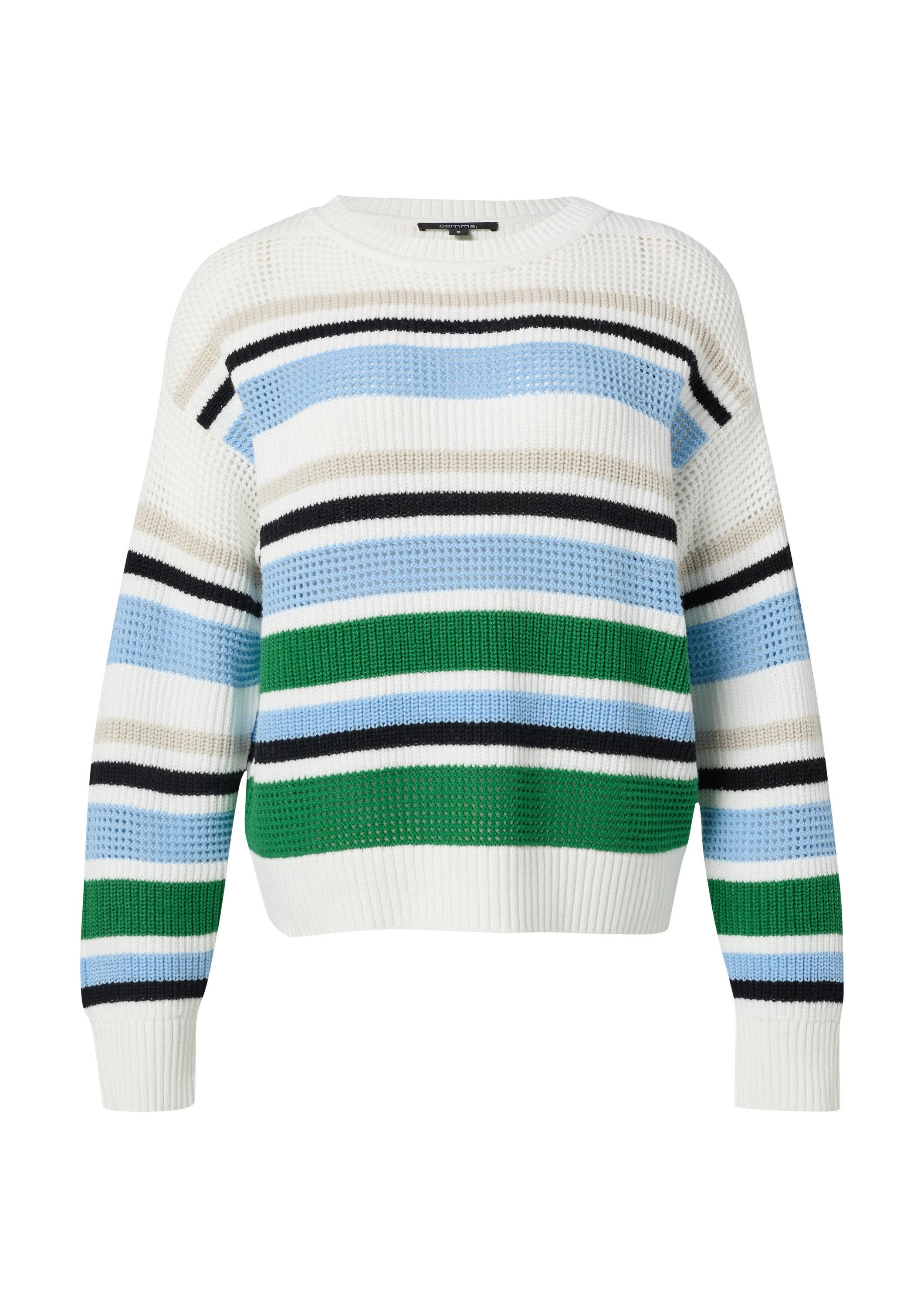 comma Longpullover Strickpullover Gestreifter Pullover im Relaxed Fit mit S günstig online kaufen