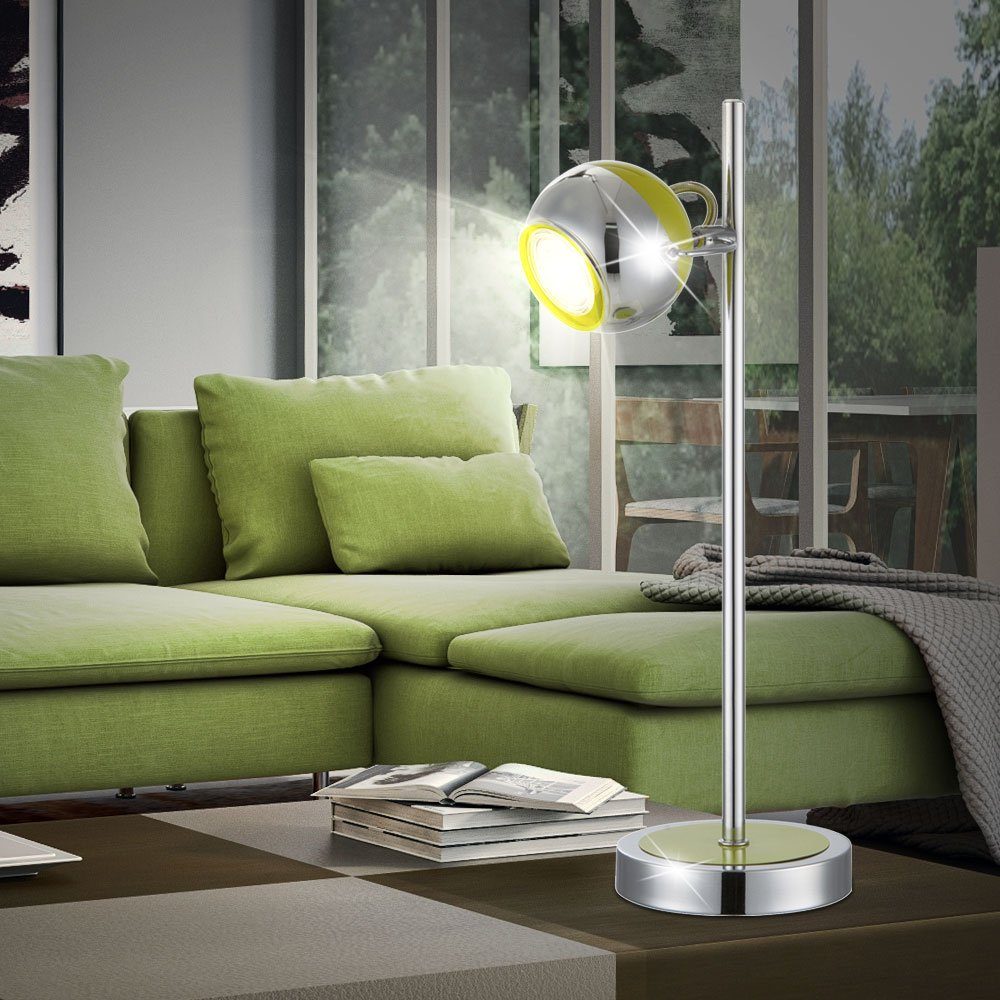 Globo LED Tischleuchte, Leuchtmittel inklusive, Warmweiß, LED Tisch Lampe Schlafzimmer Lese Chrom Kugel Beistell Leuchte