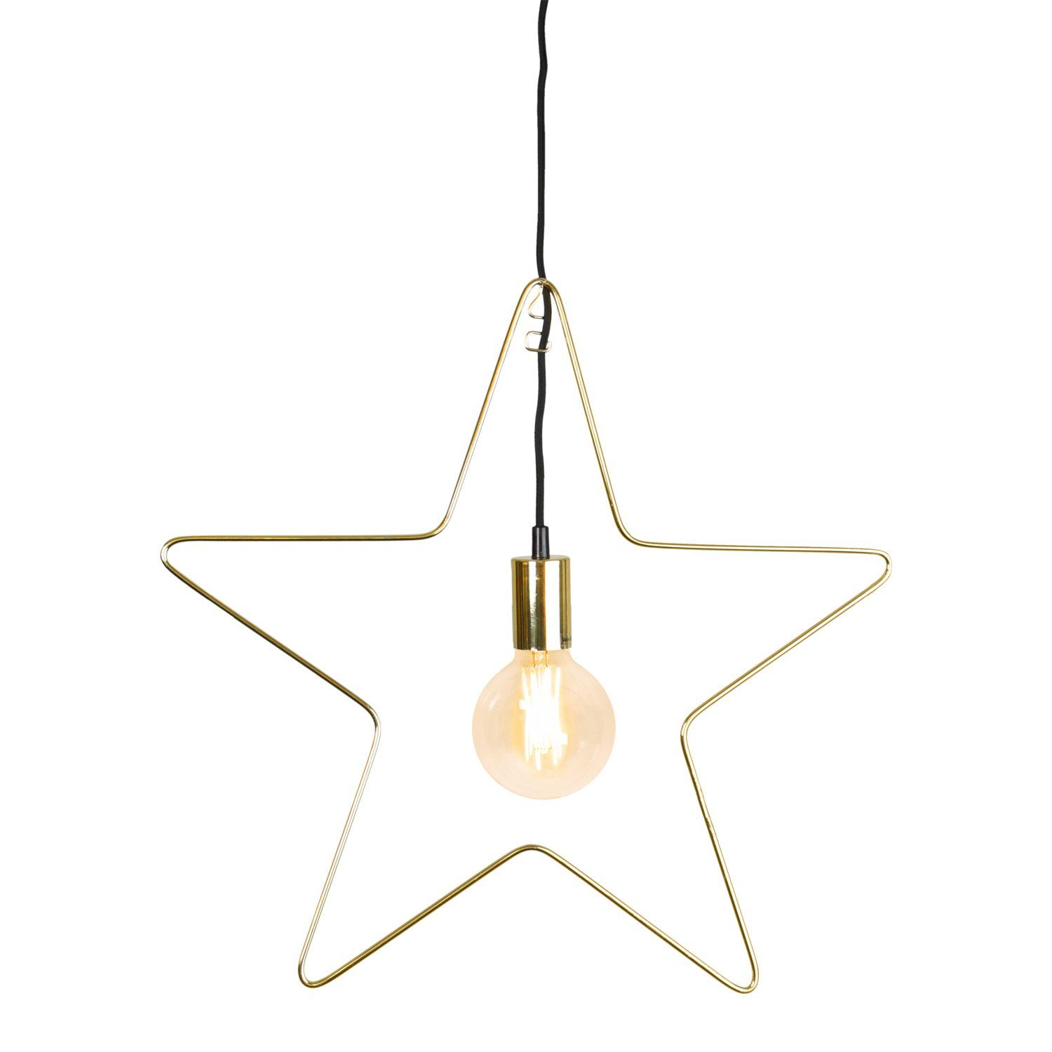 STAR TRADING LED Stern Hängestern Lampenhalterung Stern Dekoleuchte 5-zackig E27 50cm gold