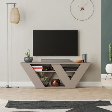 Decortie TV-Schrank Pipralla Moderner TV-Ständer Multimedia Mit Einlegeböden, 110 x 30 x 40 cm