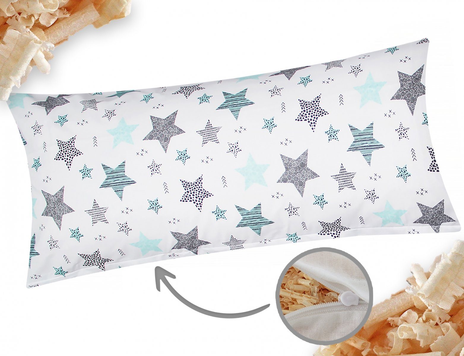 Heubergshop Zirbenkissen, 1-tlg., 40x80cm Gefüllt mit Zirben - Sterne mit Kreisen (Zirbe-560/1-40x80)