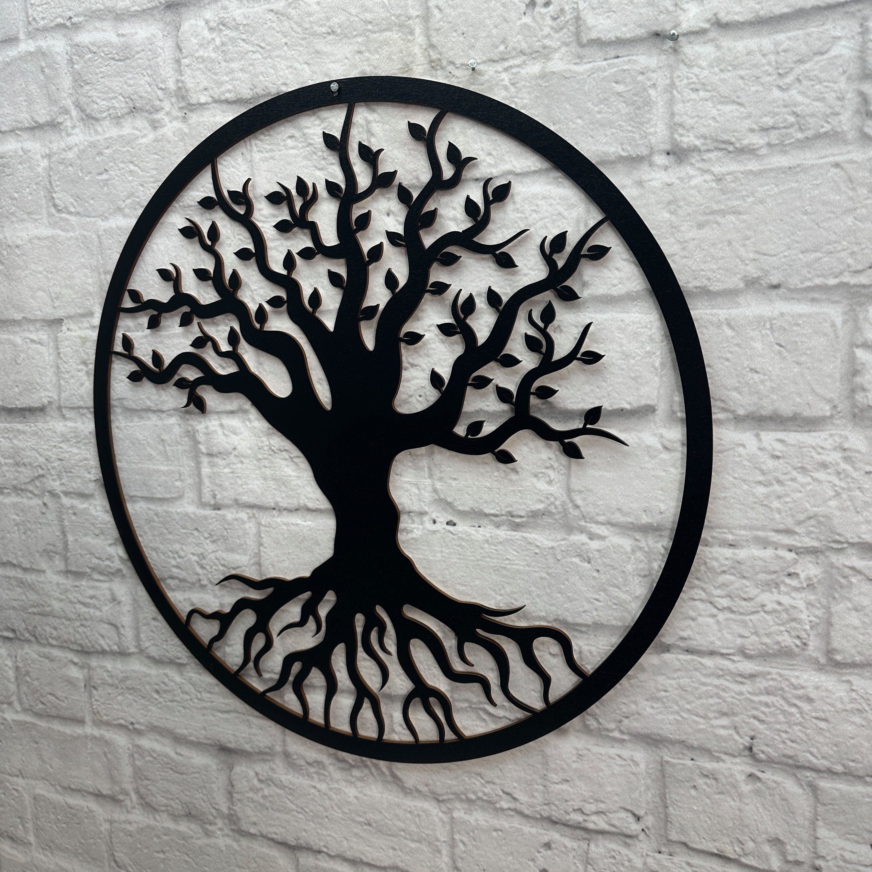 WoodFriends Wandbild Wanddekoration Baummotiv verschiedene Größen Ø 35-55 cm, aus Holz lackiert