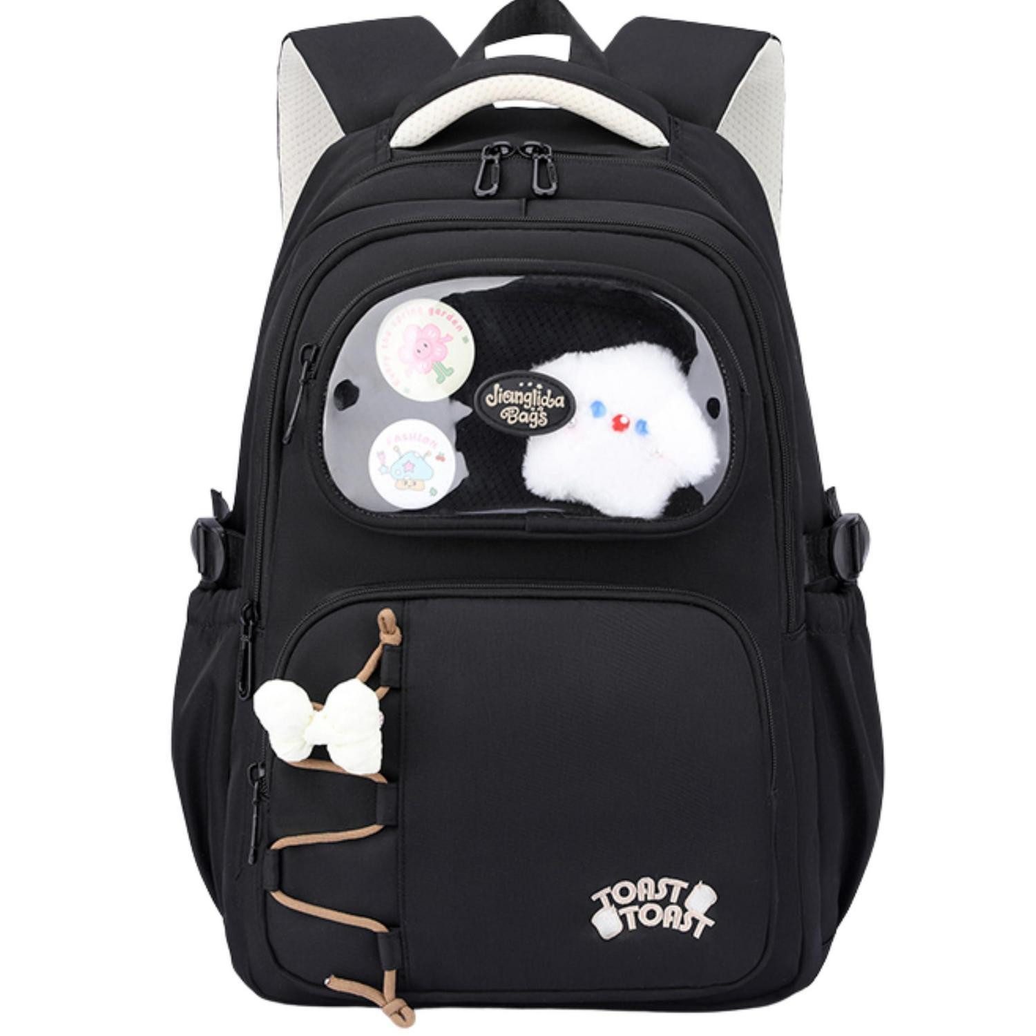 LuxusKollektion Schulrucksack Schulrucksack Mädchen Schwarz Laptop 15.6" Ergonomisch