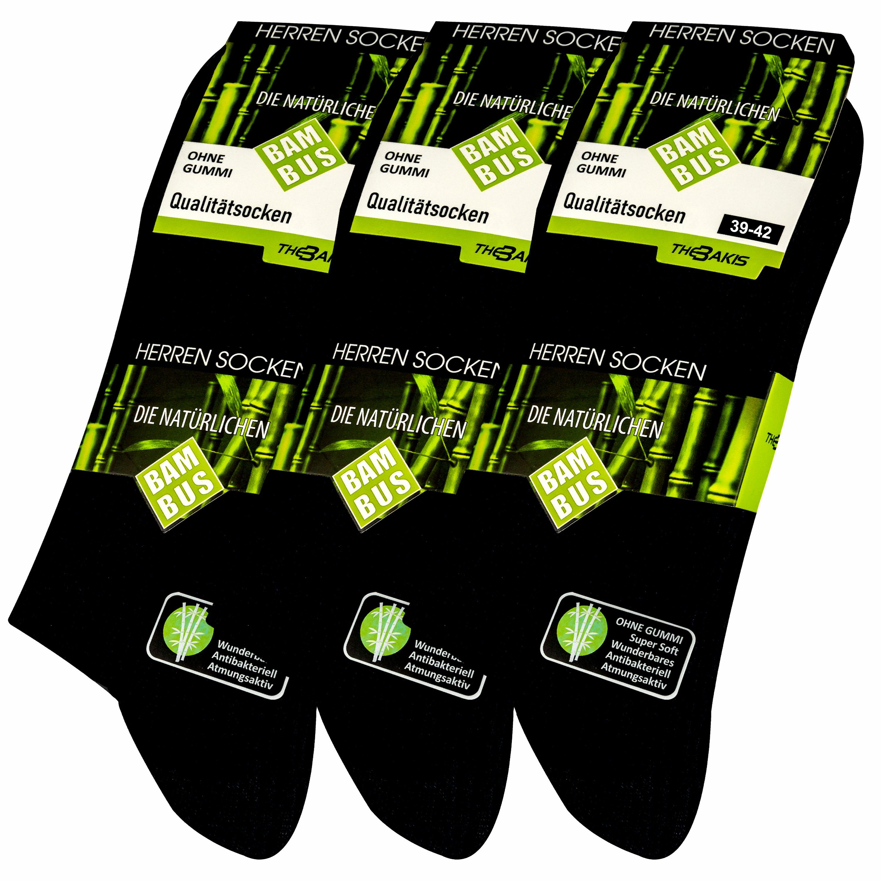 TEXEMP Gesundheitssocken 3 oder 6 Paar Diabetiker Socken ohne Gummi Damen Herren Socken ohne Naht Mehrfarbig Gesundheitssocken (Packung, 3-Paar, 3 oder 6 Paar) Schwarz