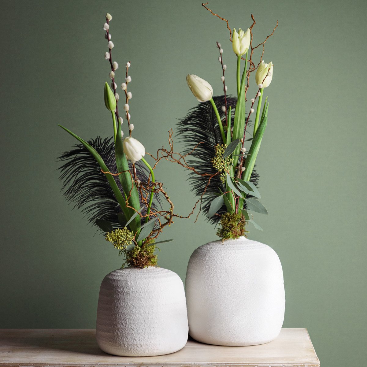 Florists Products Übertopf Elegante Keramik Blumenvase Weiß, Deko-Vase Ø22cm H22,5cm für