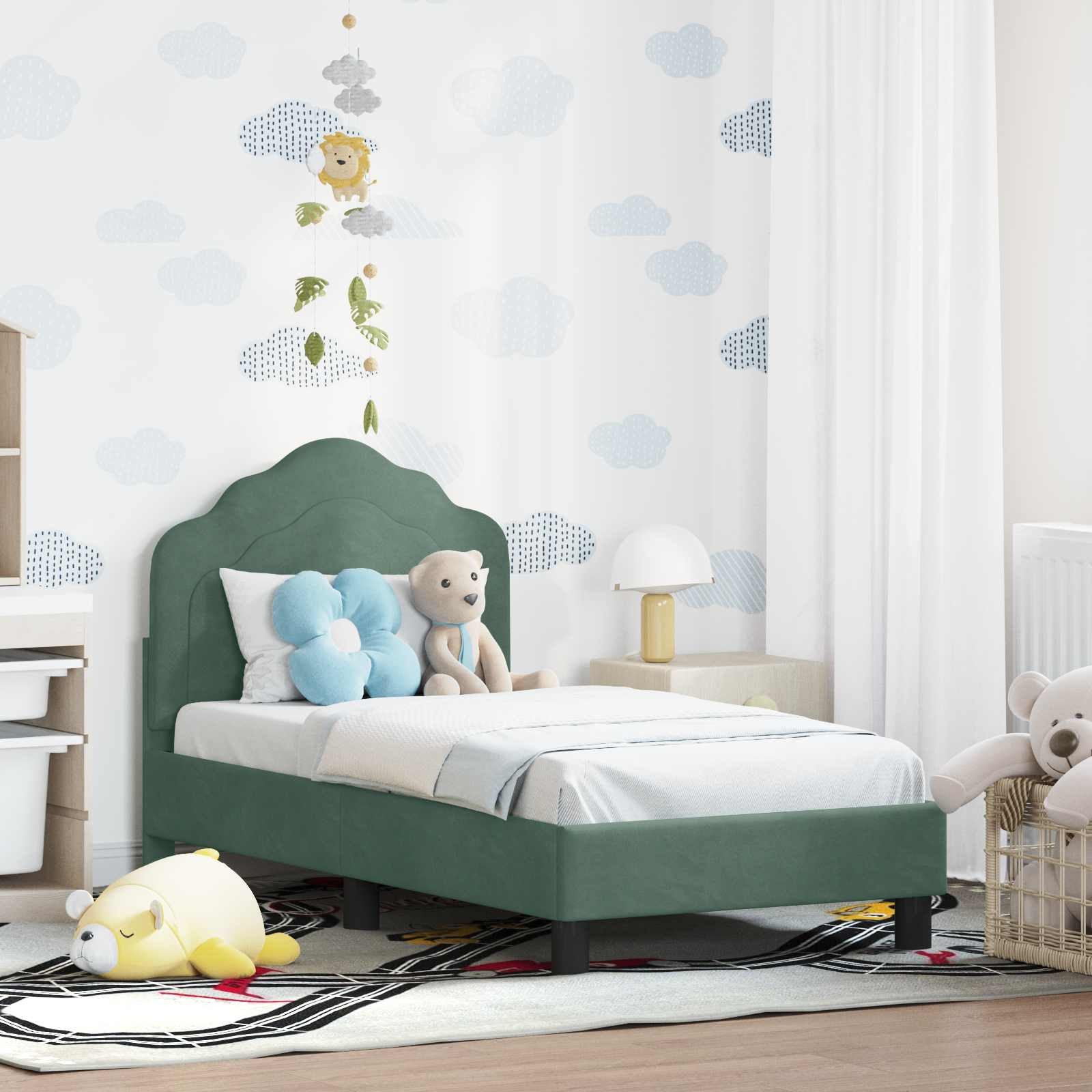 furnicato Bett Bettgestell 148 x 74 x 79 cm Meergrün (1-tlg), Stabiles Einzelbett mit Lattenrost und weicher Samtoberfläche