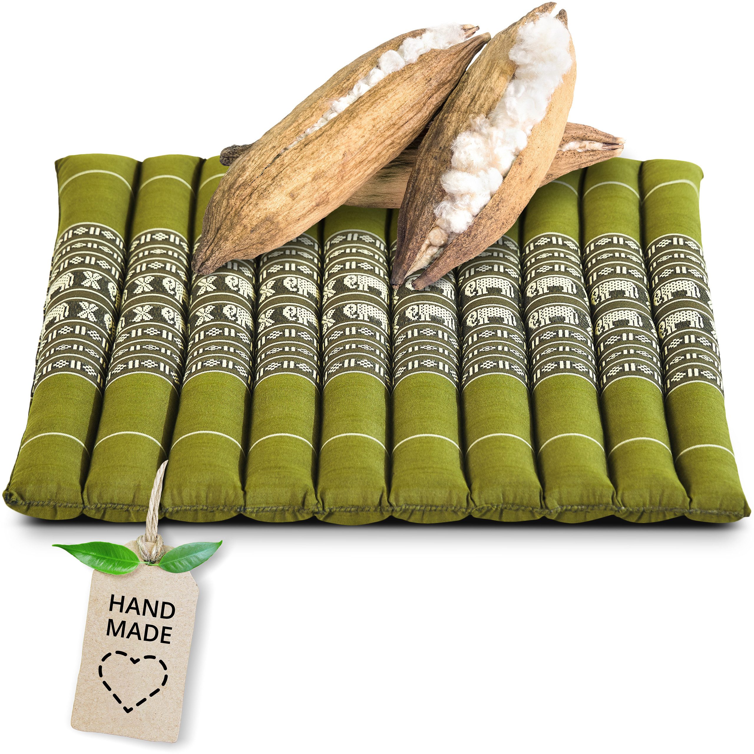 livasia Sitzkissen Steppkissen 50 cm, vegan und handgefertigt, 50x50x4,5cm, Kapok