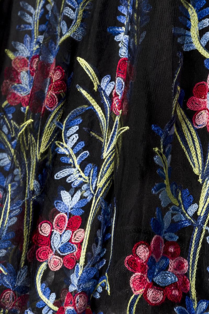 Atixo Minikleid Schwarzes knielanges Swing Kleid im High Waist Schnitt mit Netz und St