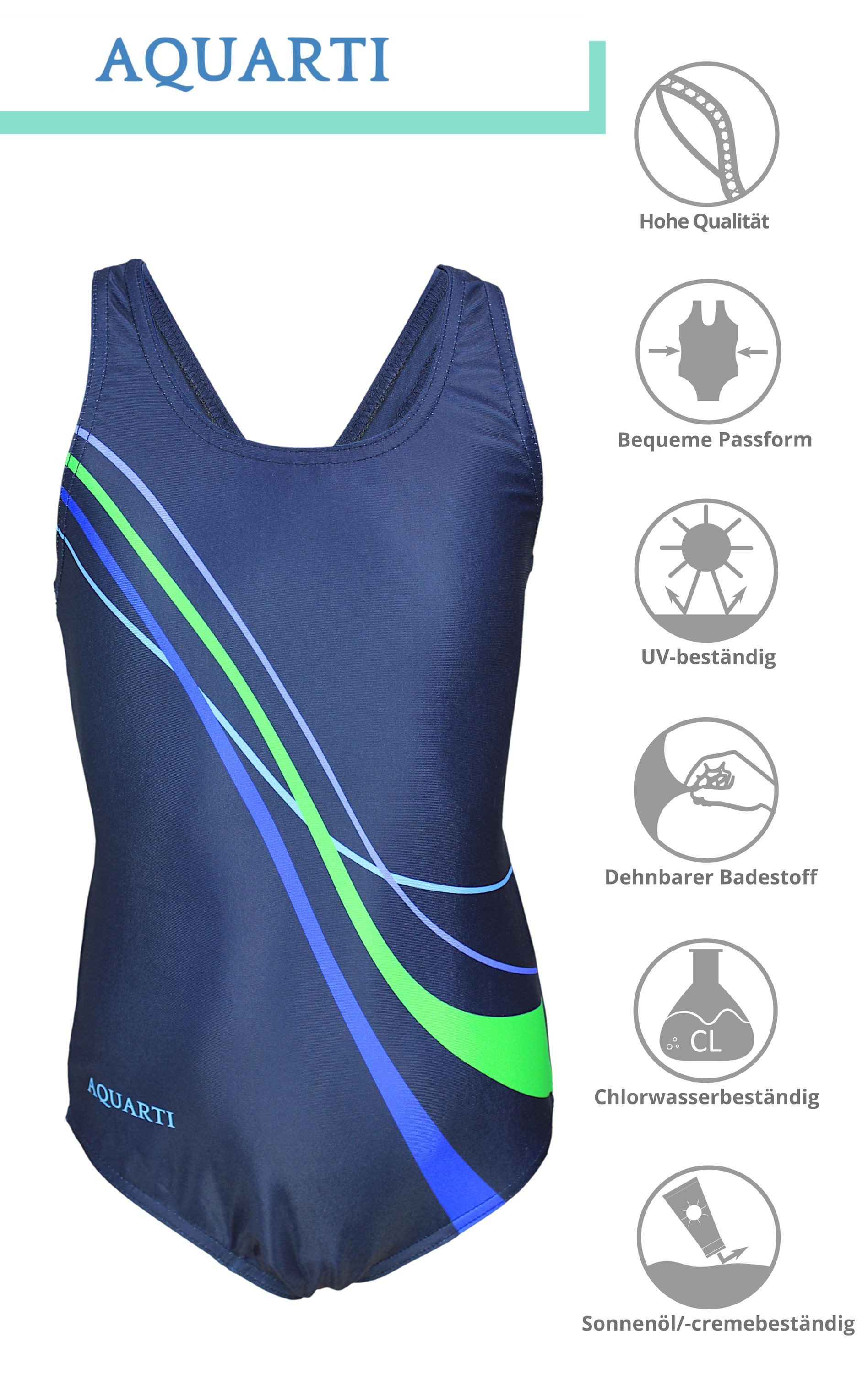 Aquarti Badeanzug Mädchen Badeanzug Chlorresistent Schwimmanzug Muscleback Wettkampf